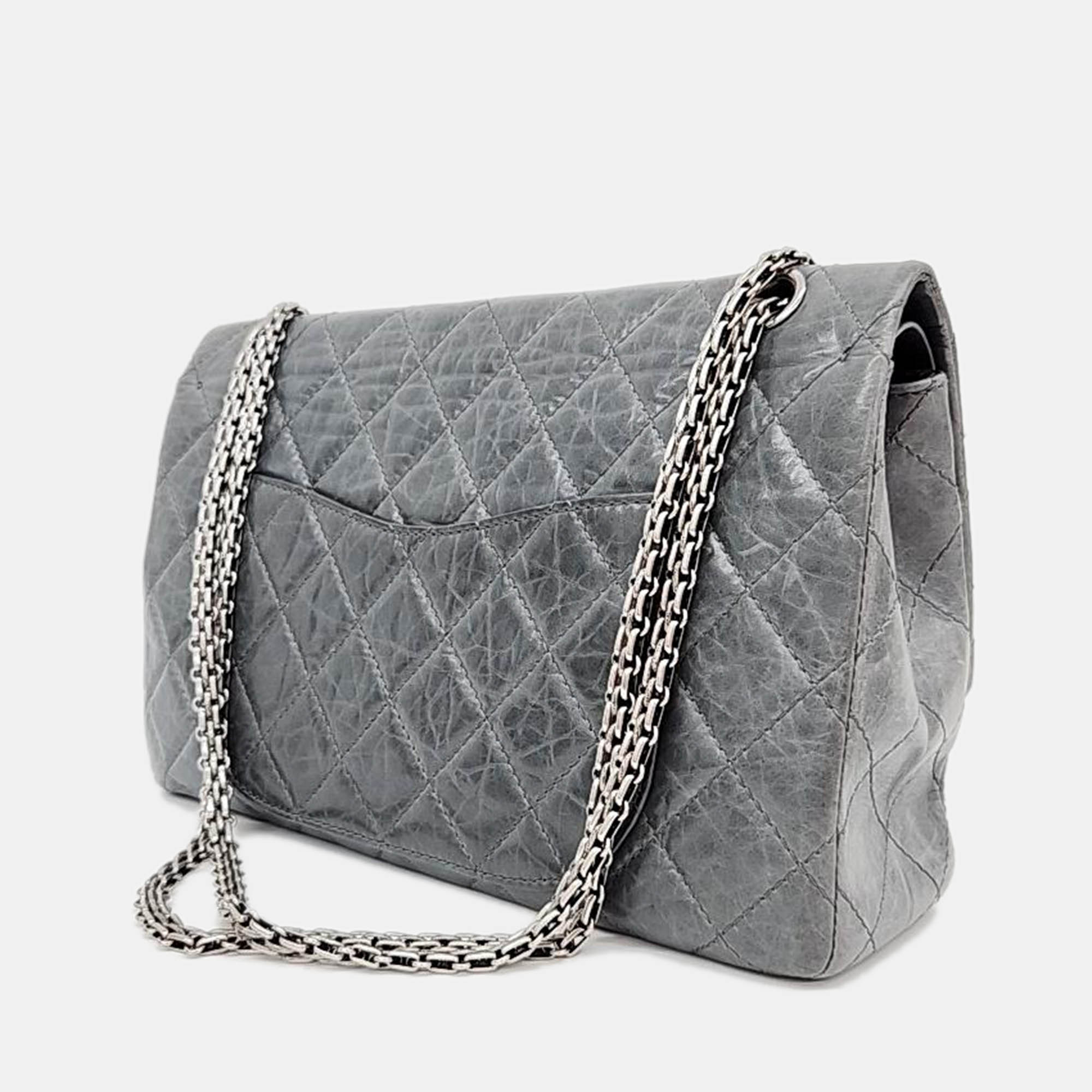 

Chanel Grey Leather Vintage 2.55 Bag