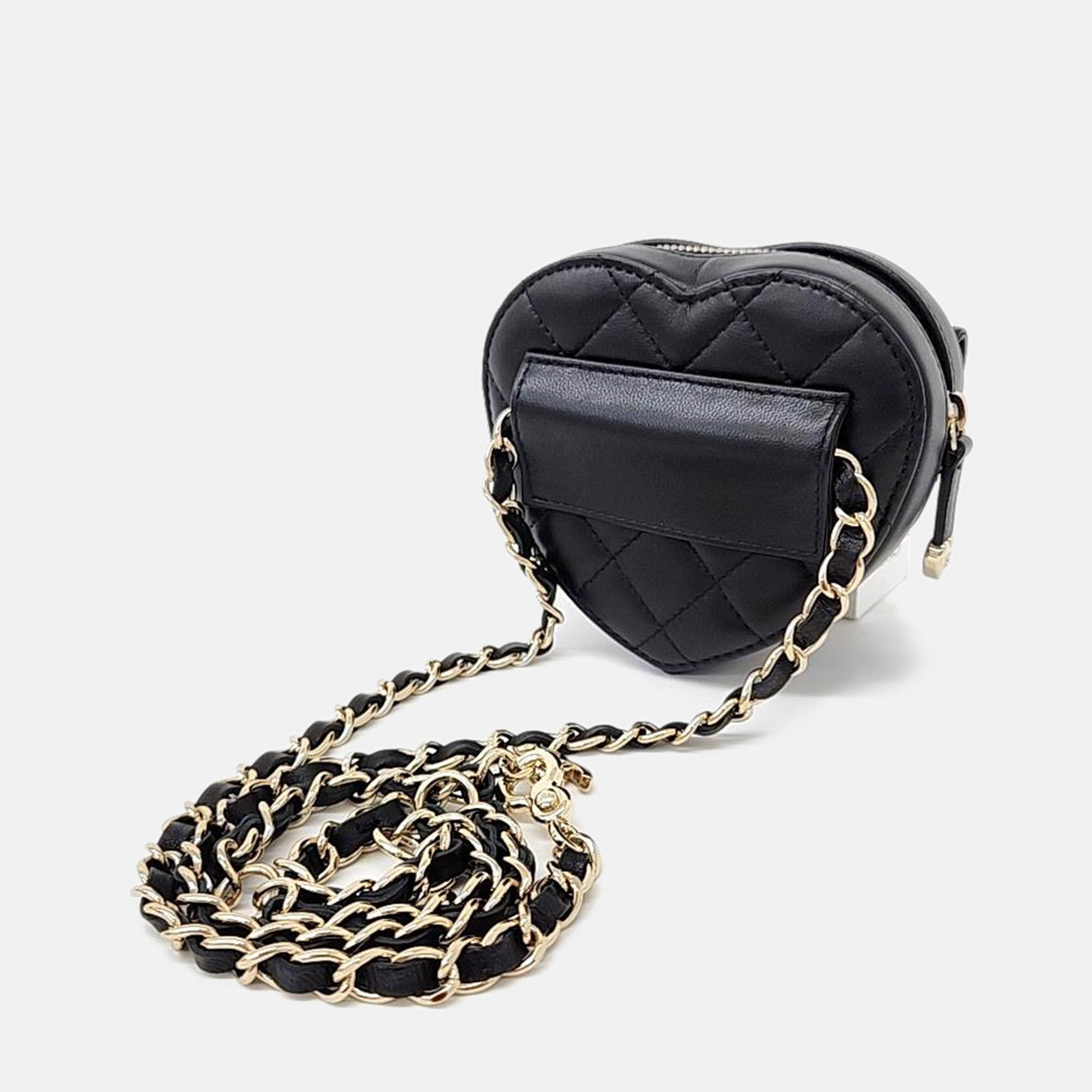 

Chanel Black Leather Mini Heart Belt Bag