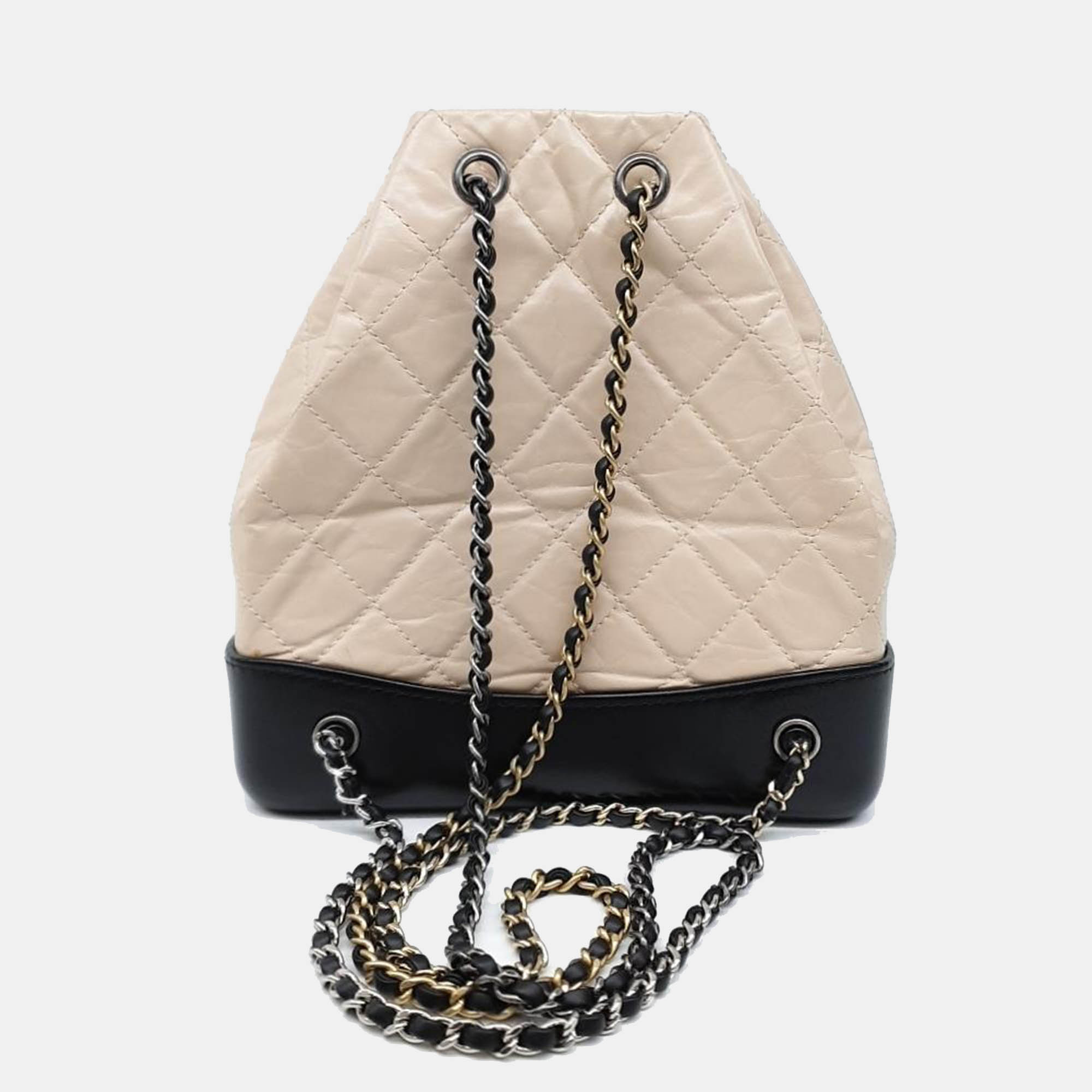 

Chanel Beige Black Leather Gabriel Backpack Bag