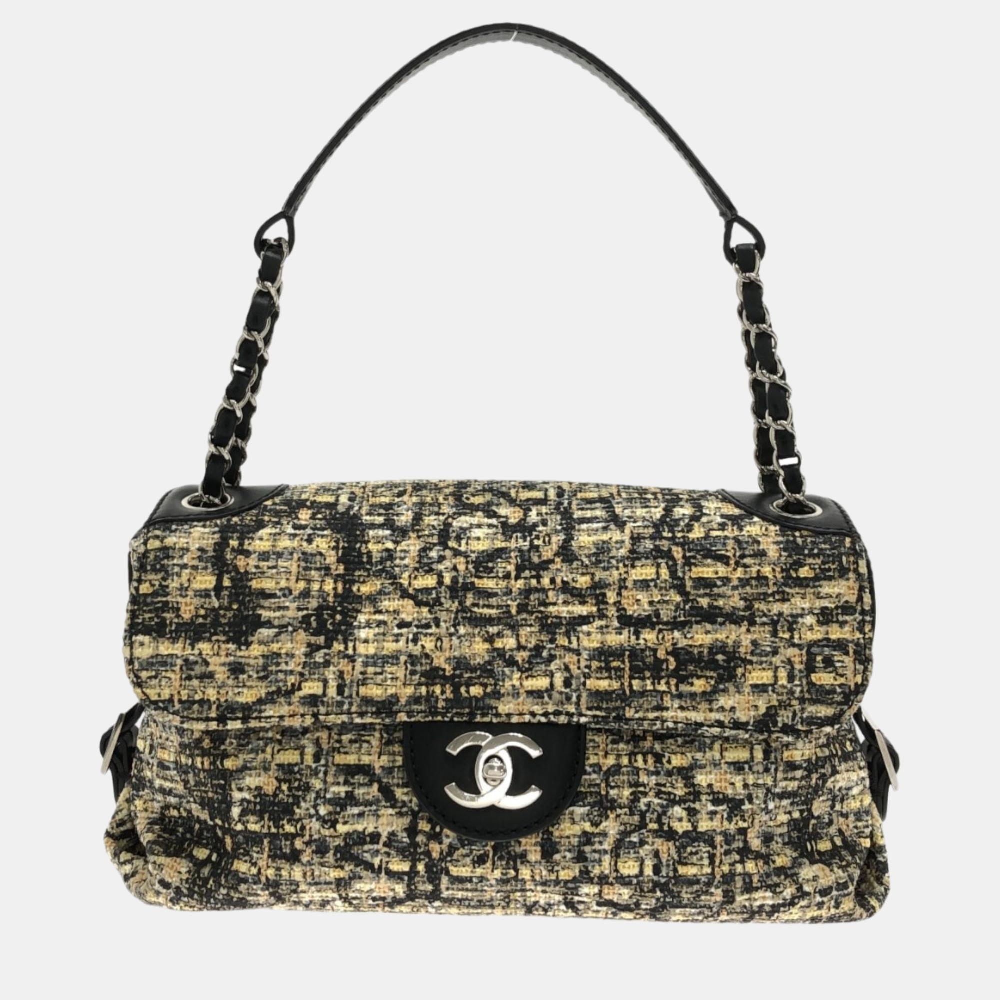 Pre-owned Chanel Multicolour Tweed Camellia Shoulder Bag In Multicolor