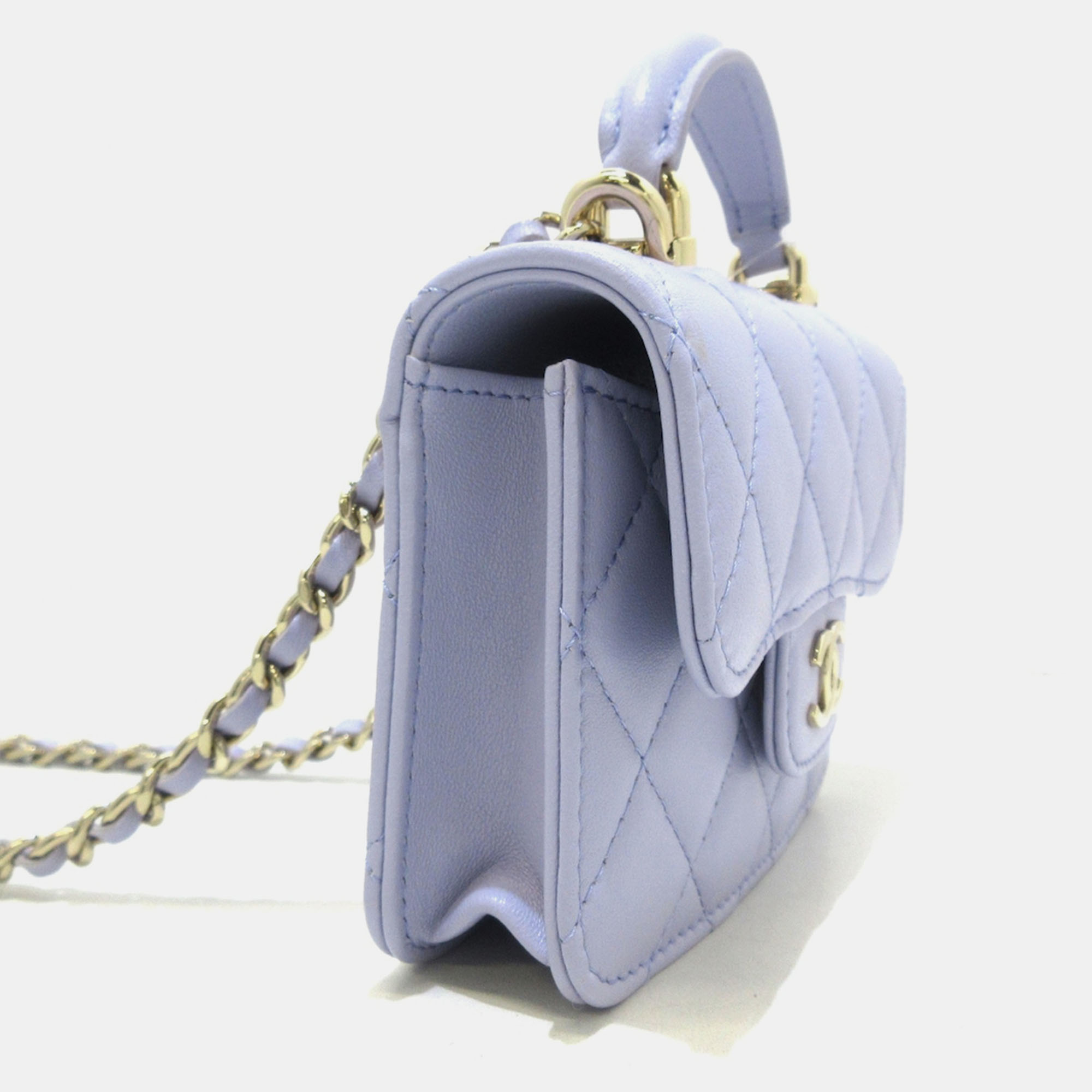 

Chanel Purple Leather Mini Top Handle Flap Bag