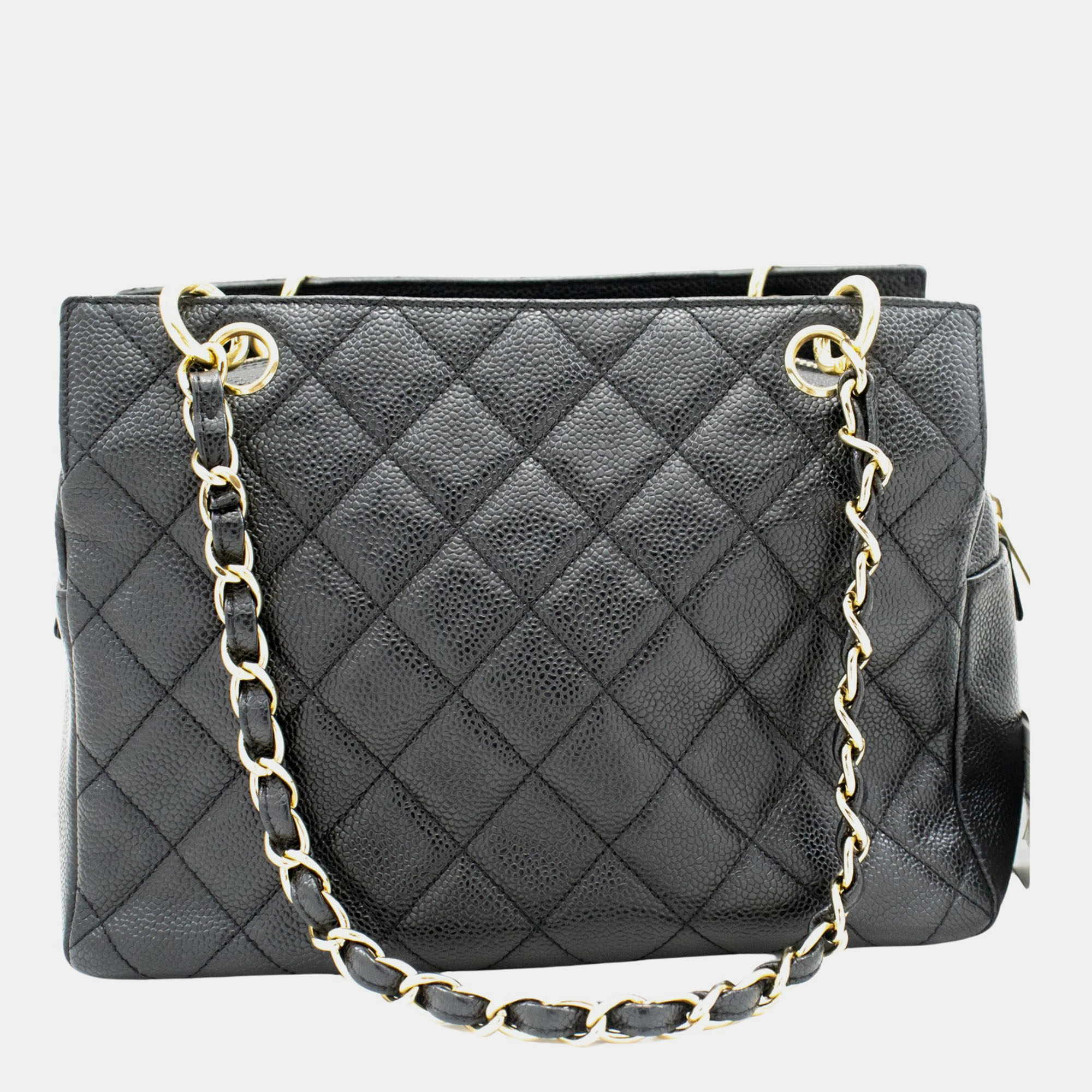 

Chanel Black Leather Petite Shopping Tote Bag
