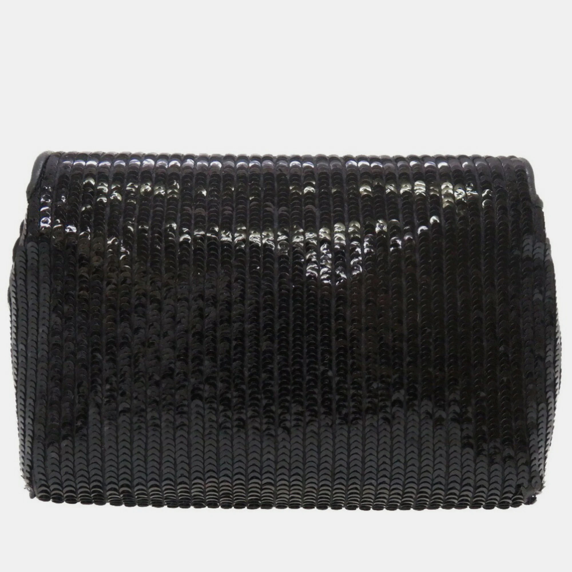 

Chanel Black Sequin and Leather Trim CC Shoulder Bag