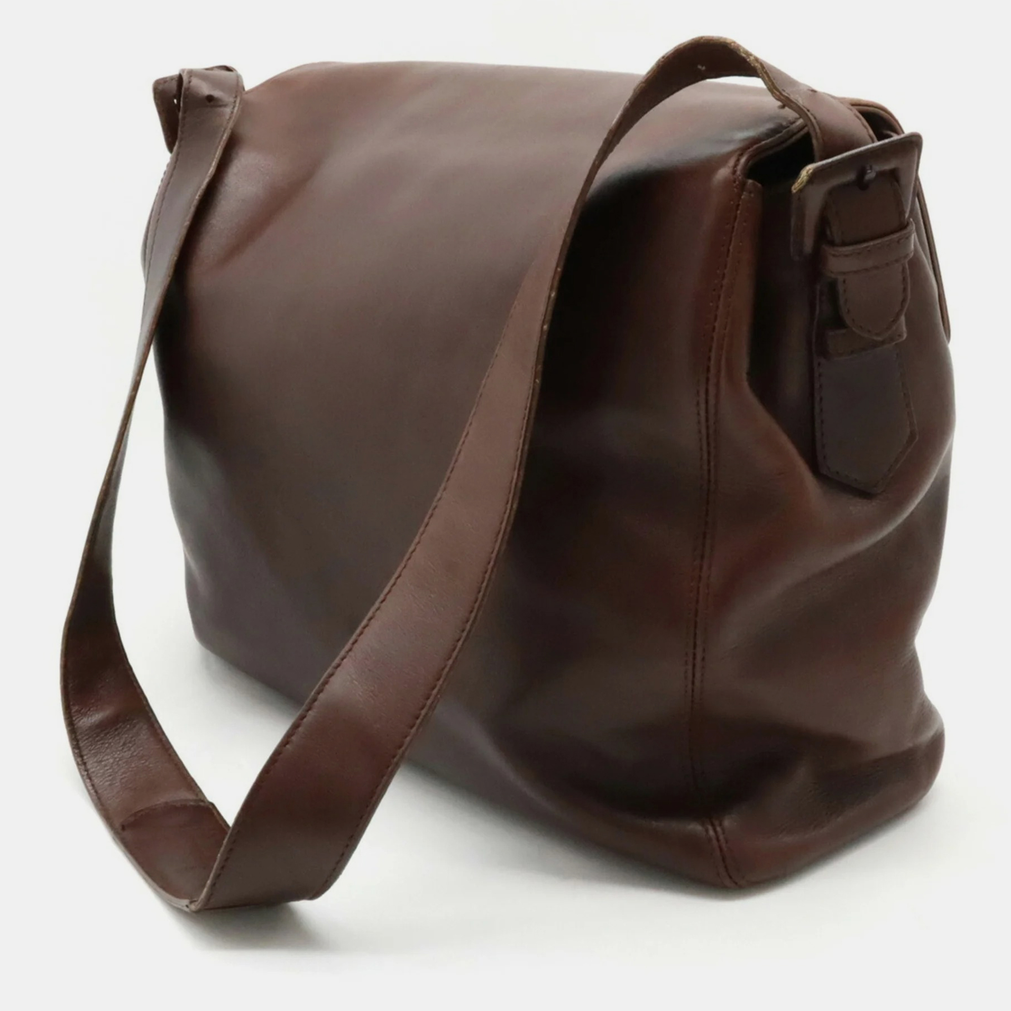 

CHANEL Dark Brown Leather Flap Messenger Bag