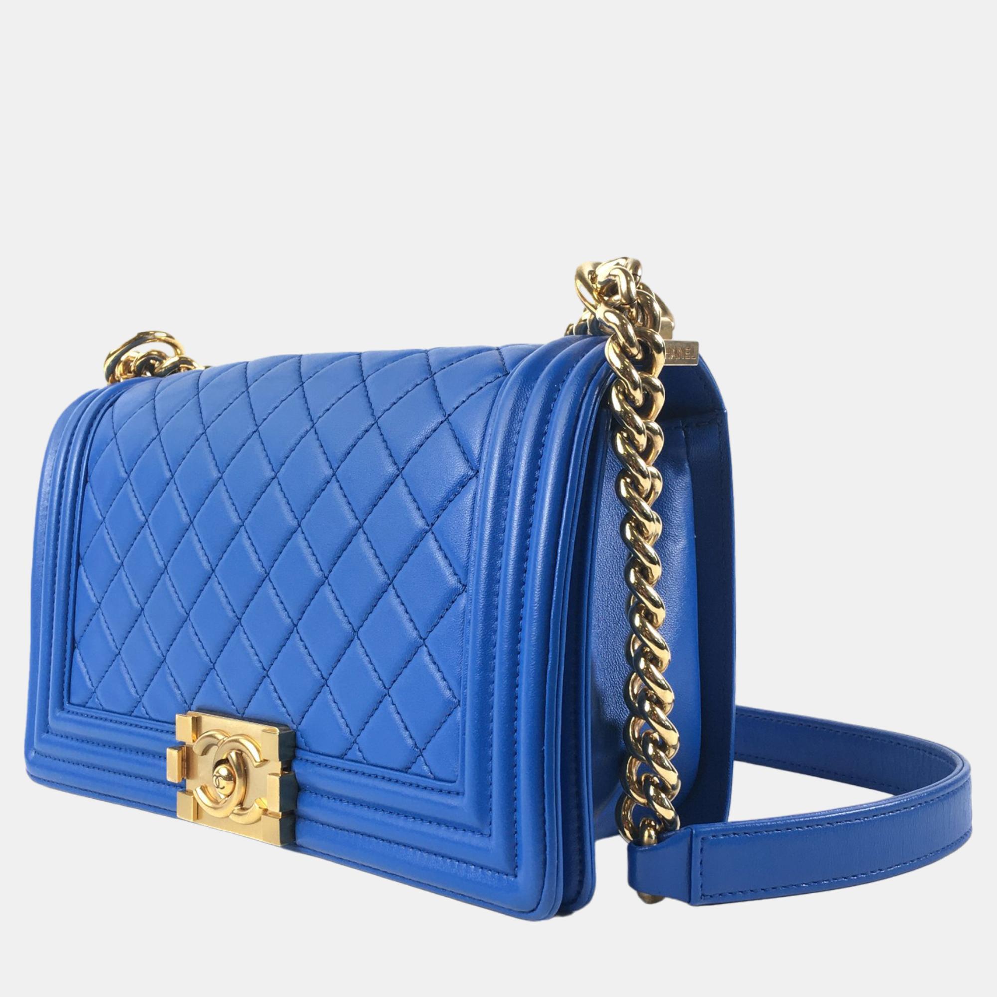 

Chanel Blue Medium Lambskin Boy Flap Bag