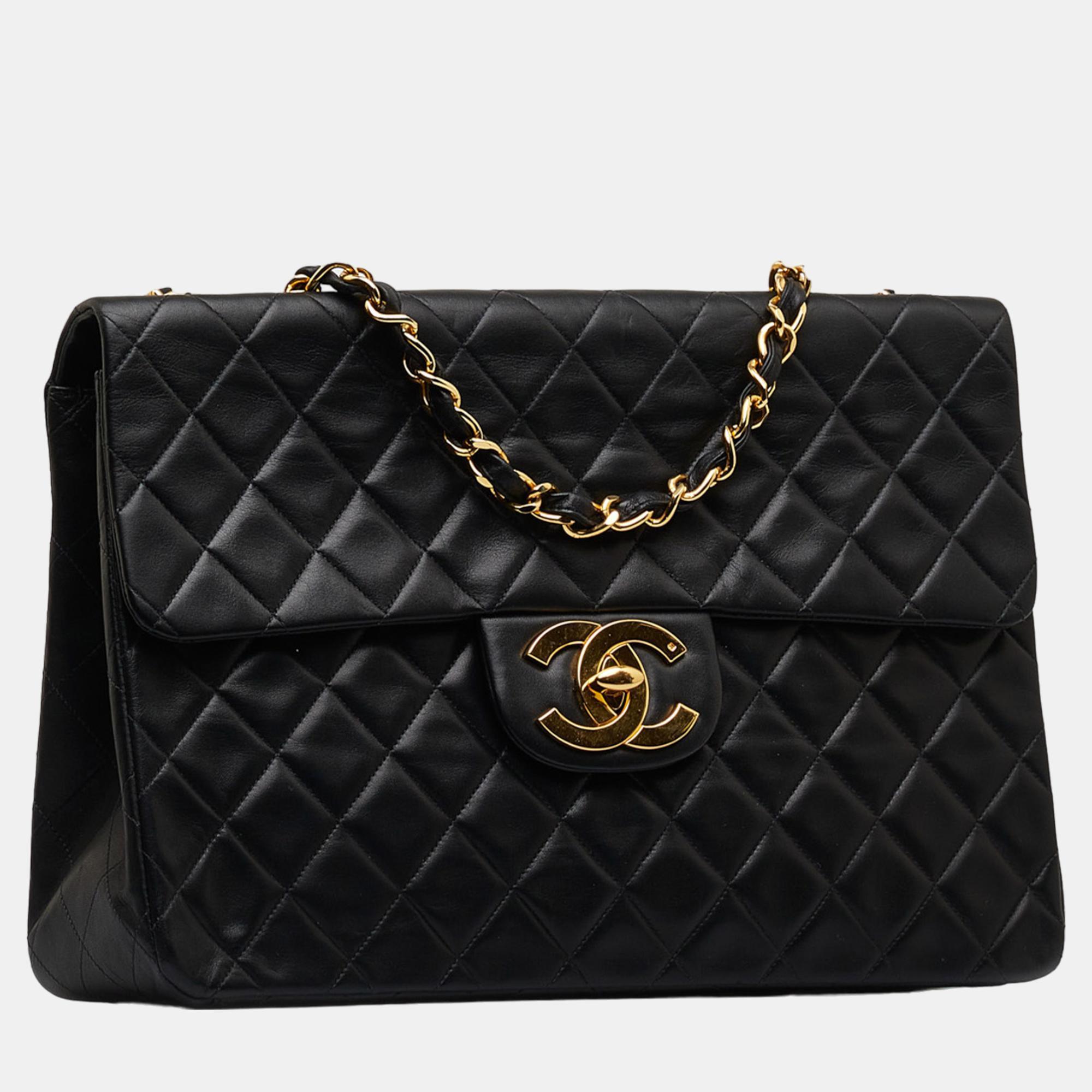 

Chanel Black Maxi  Classic Lambskin Single Flap