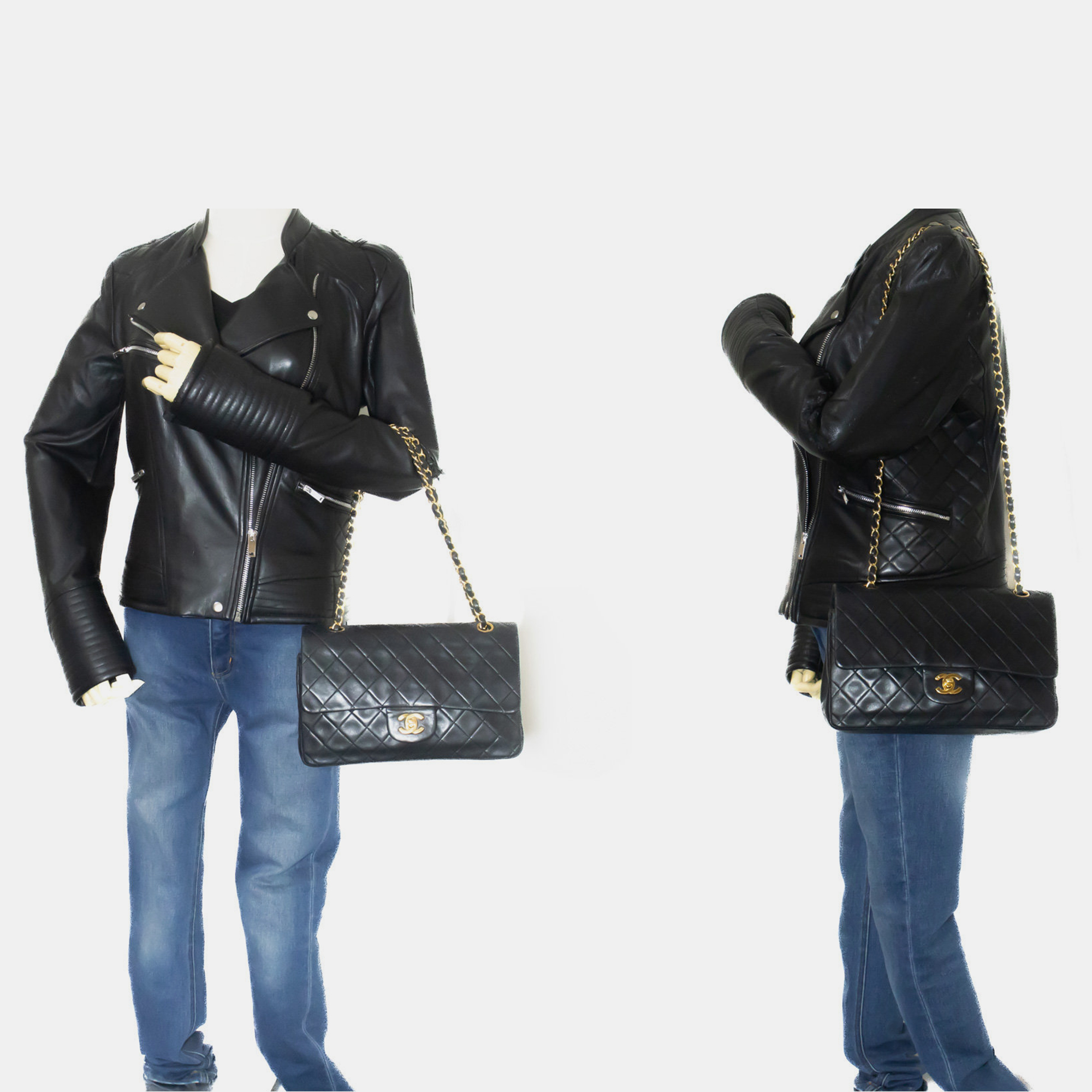 

Chanel Black Leather Classic Double Flap Shoulder Bag