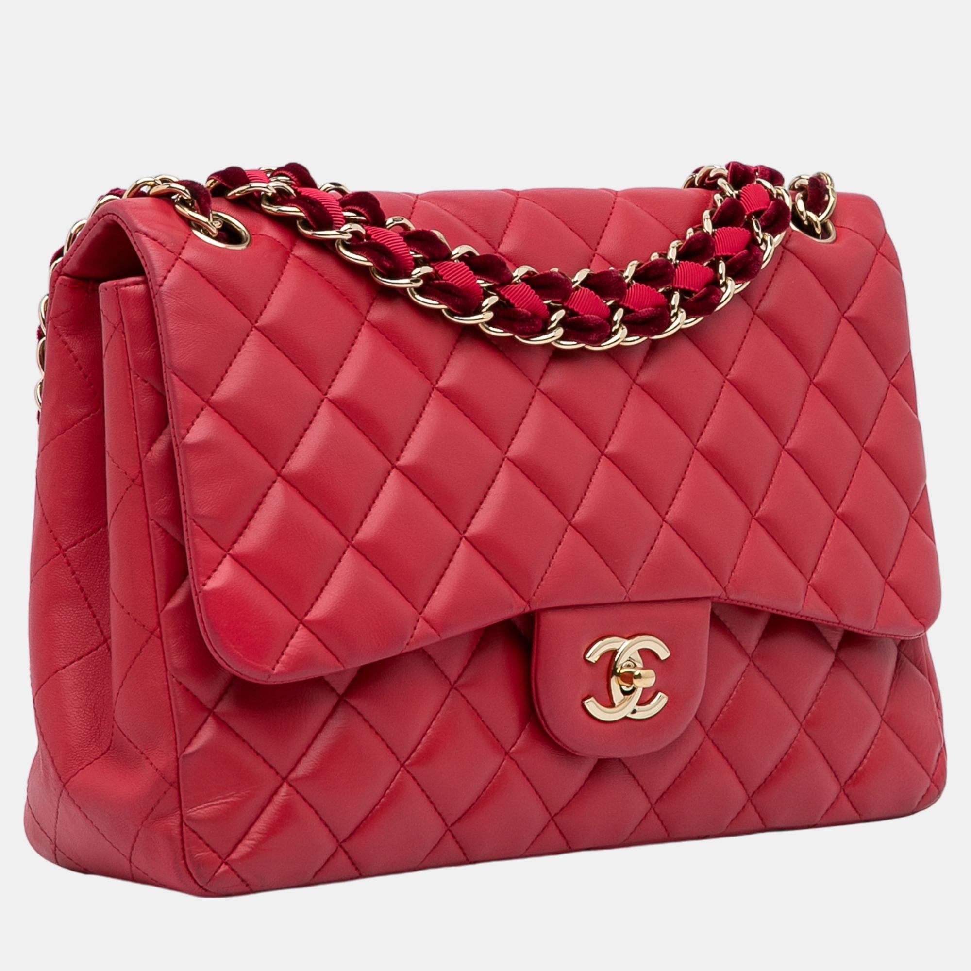 

Chanel Red Jumbo Joined Chain Flap Bag