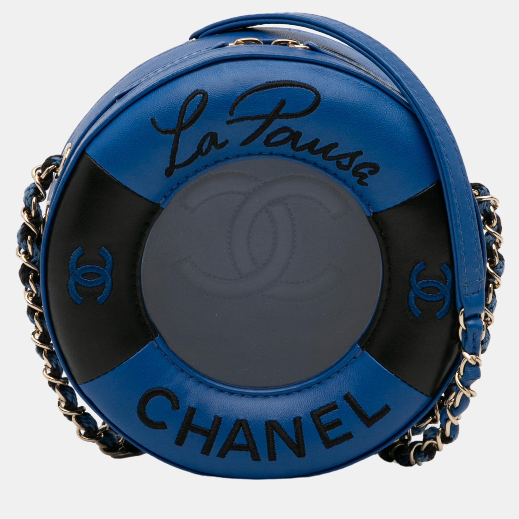 

Chanel Black/Blue Coco Lifesaver Round Crossbody