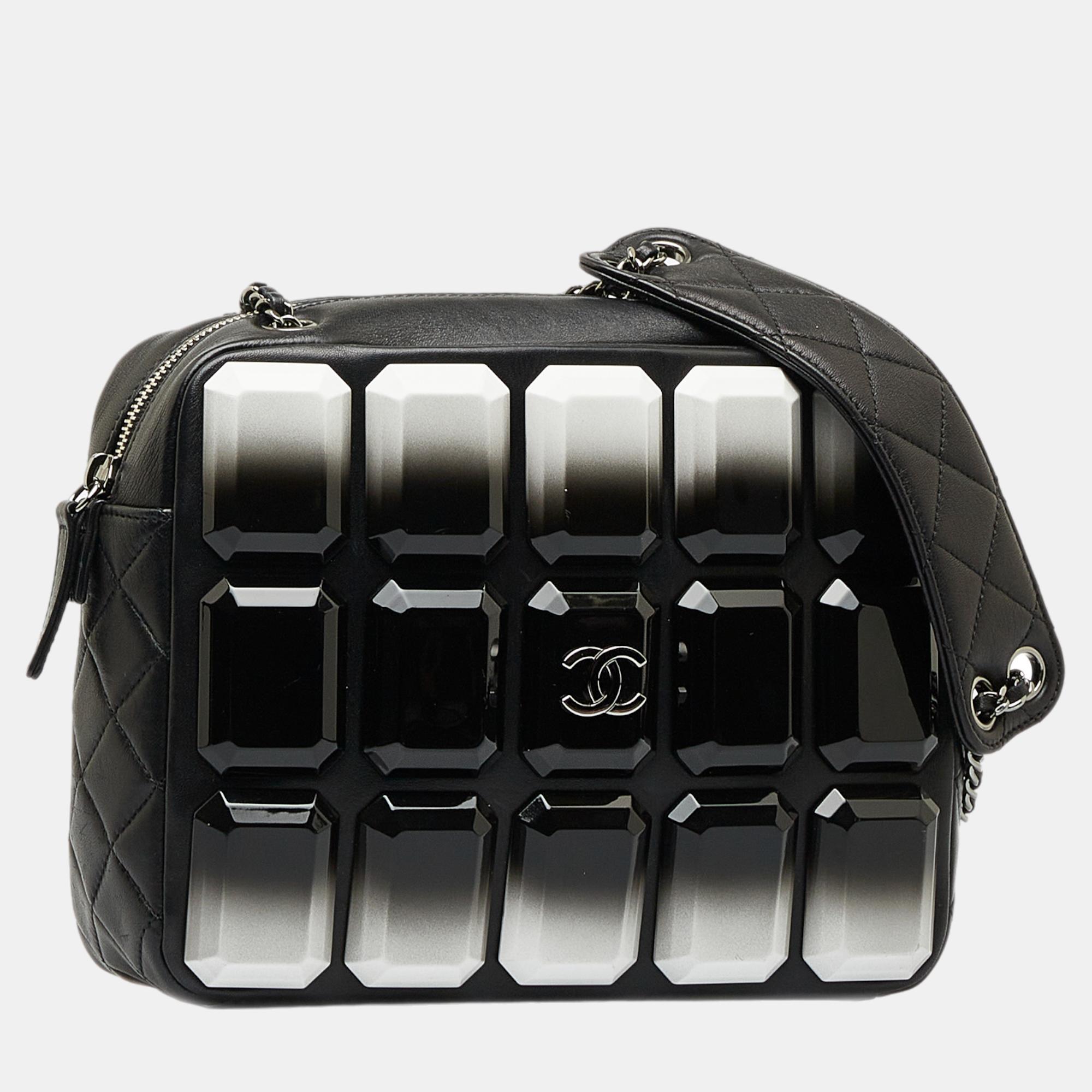 

Chanel Black Lambskin Plexiglass Evening Art Camera Bag