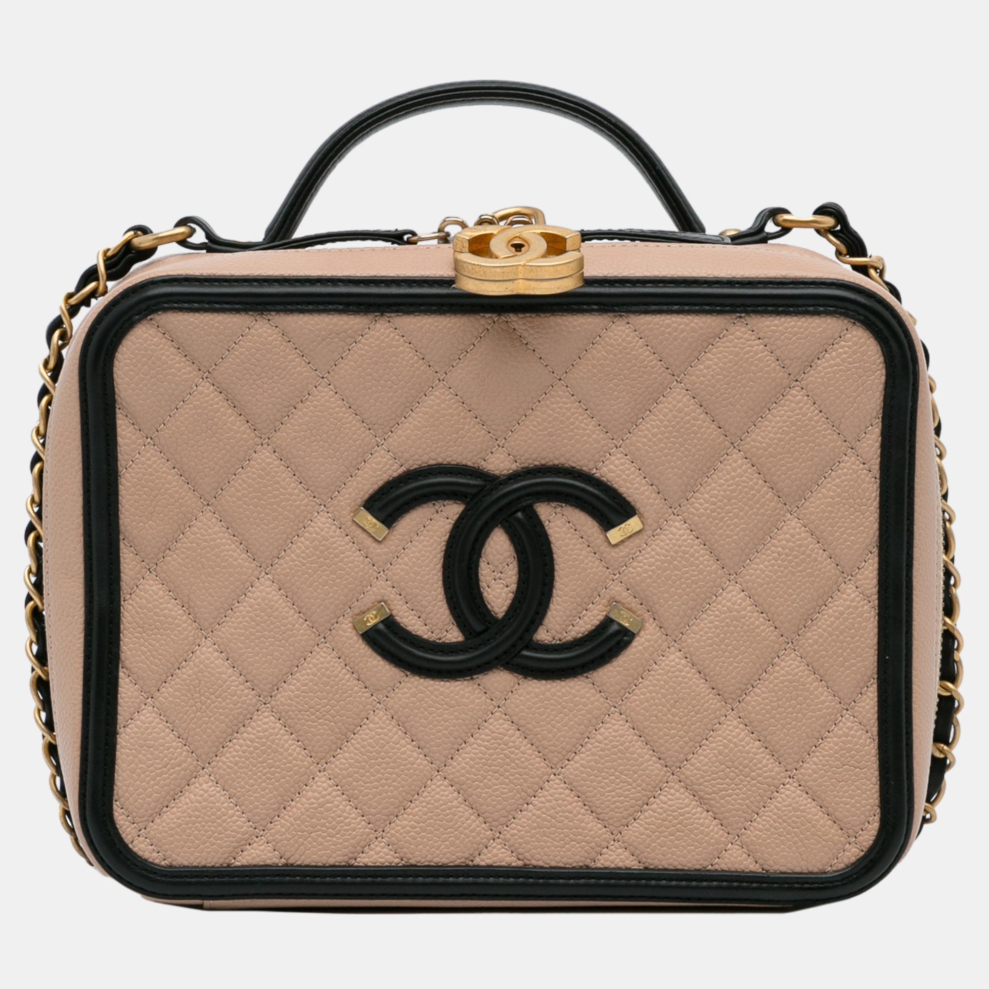 

Chanel Beige/Brown Large Caviar CC Filigree Vanity Bag