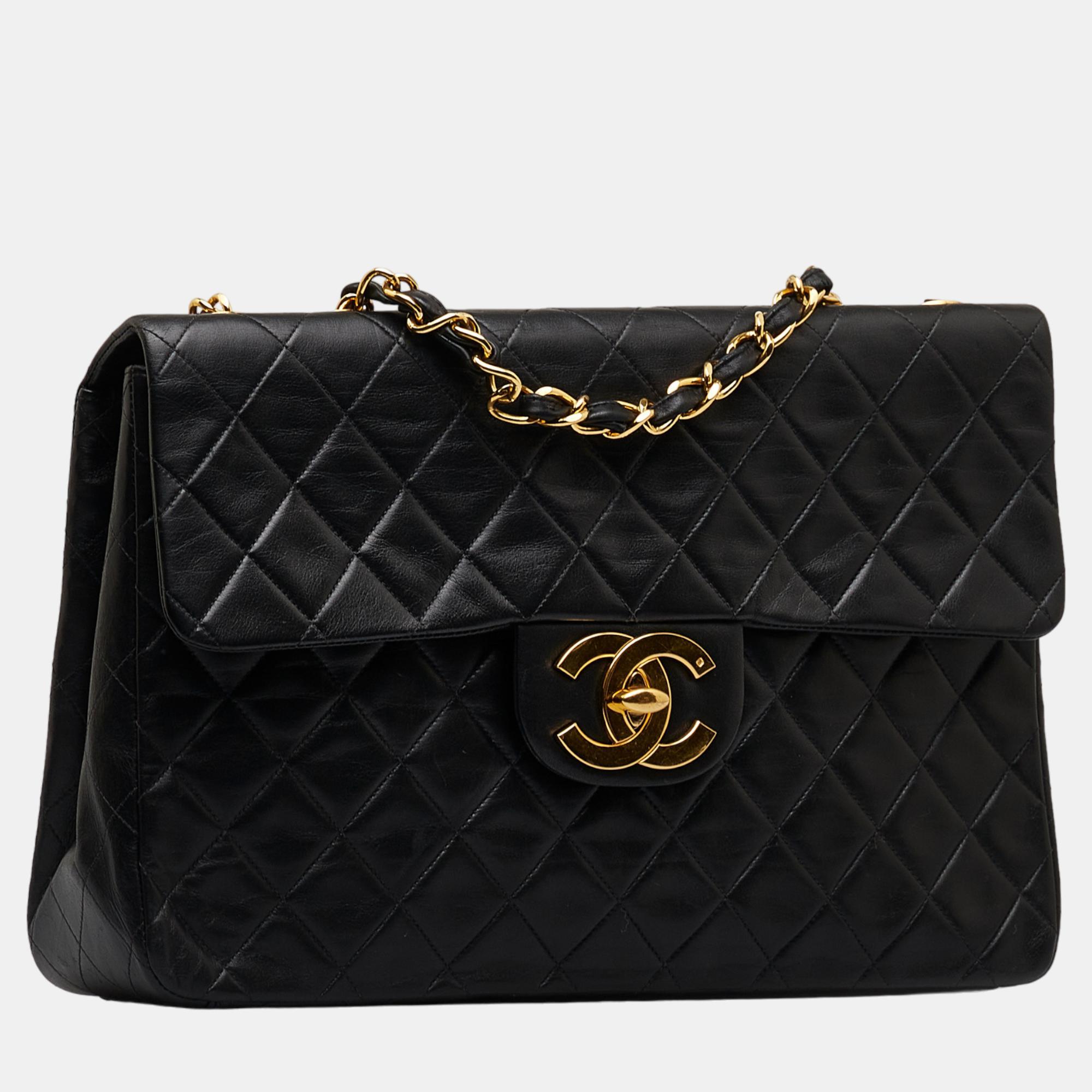 

Chanel Black Maxi Classic Lambskin Double Flap