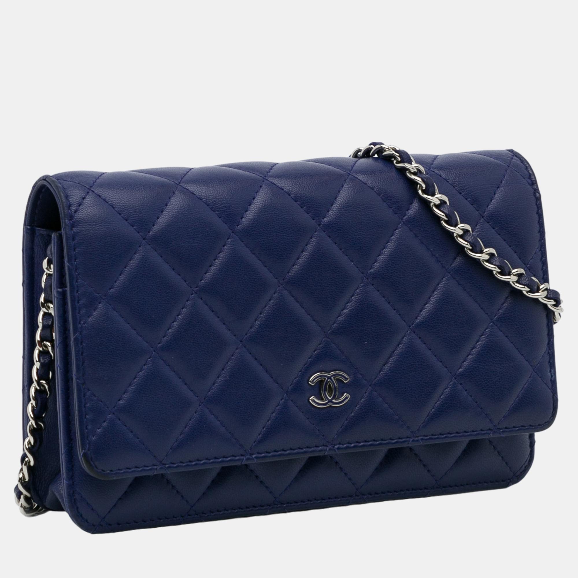 

Chanel Blue CC Quilted Lambskin Wallet On Chain