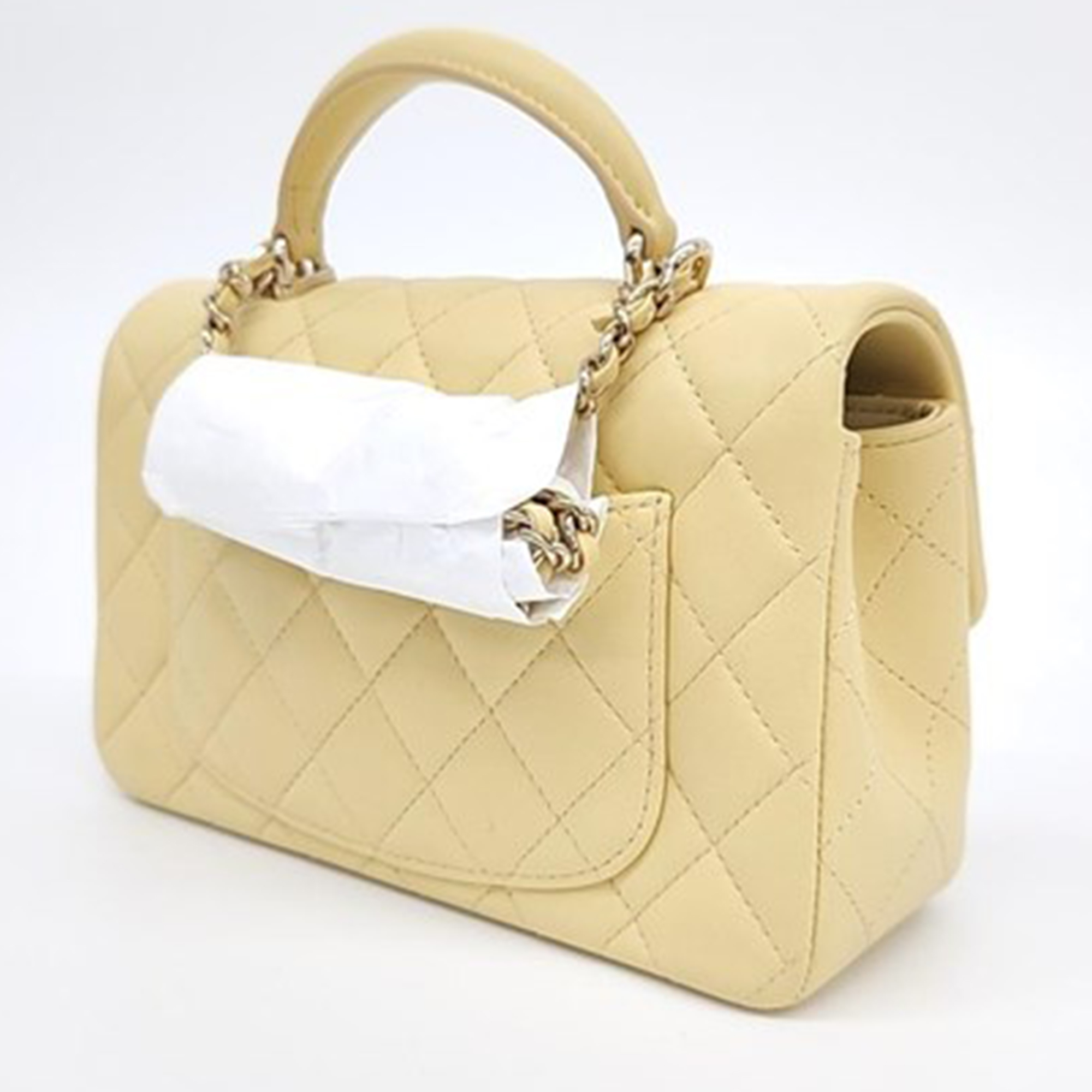

Chanel Lambskin Top Handle New Mini Crossbody Bag AS2431, Yellow