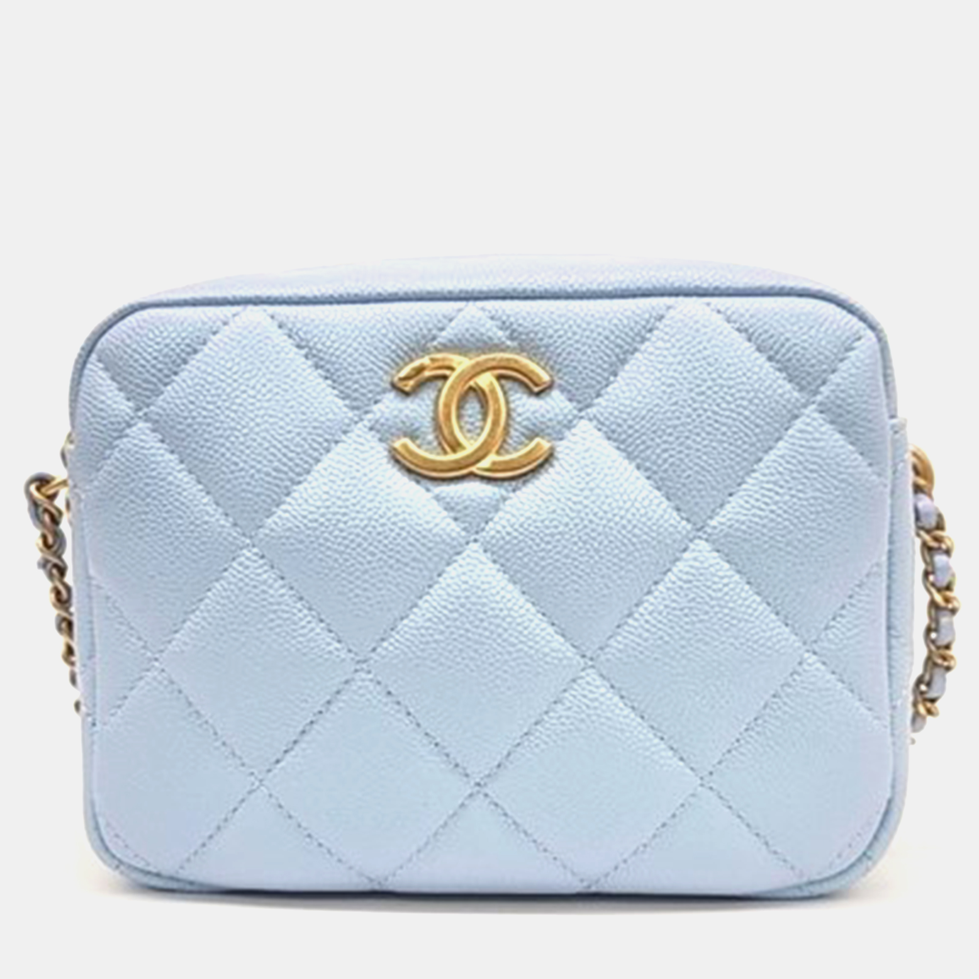 Pre-owned Chanel Caviar My Perfect Mini Camera Bag In Blue