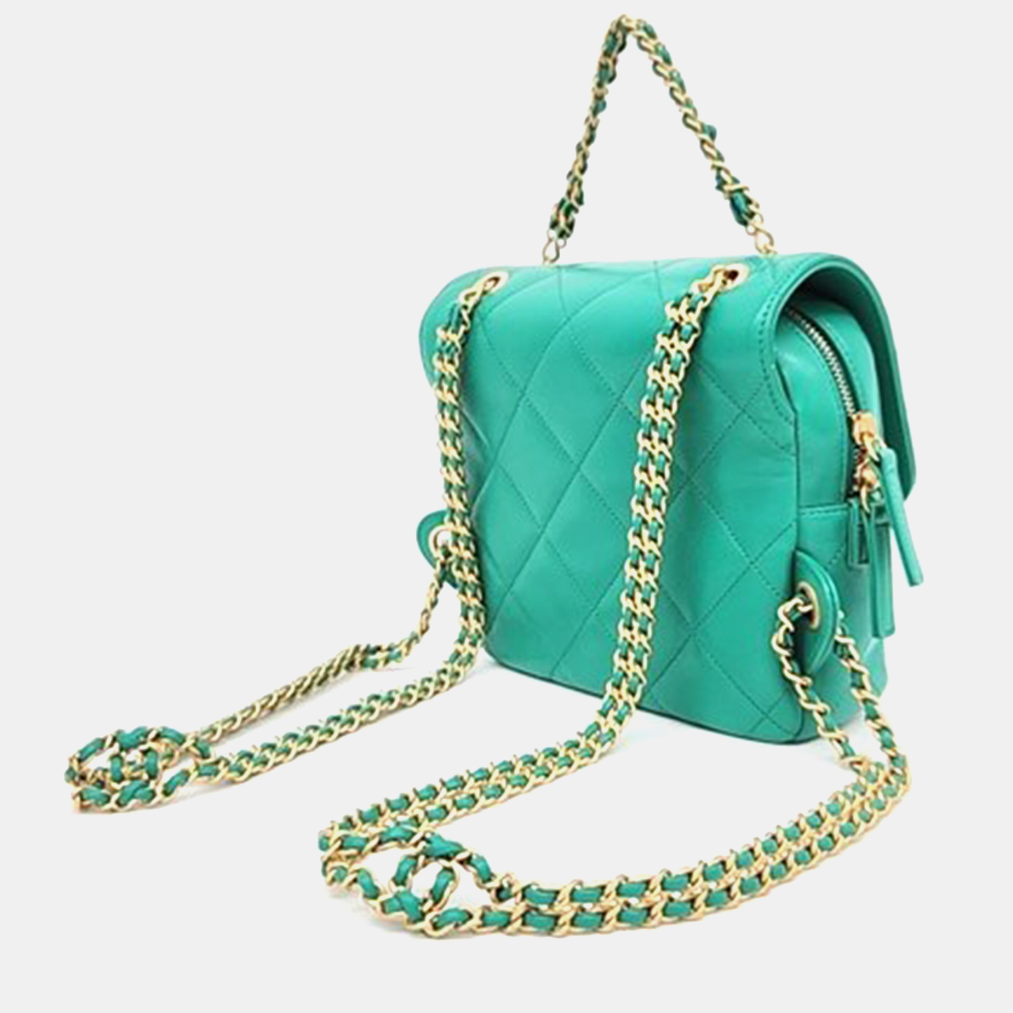 

Chanel Green Leather Backpack