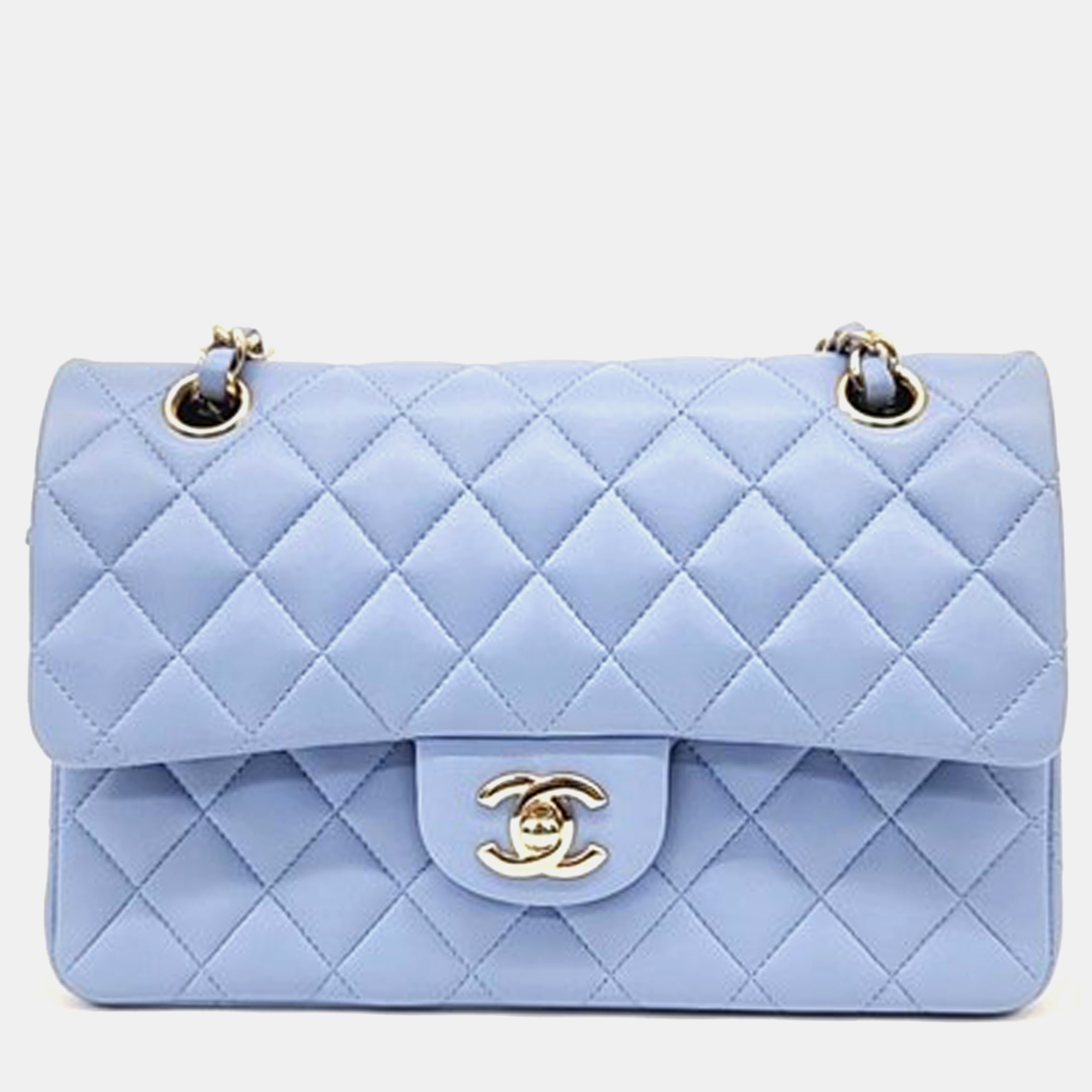 Pre-owned Chanel Lambskin Classic Small In Blue