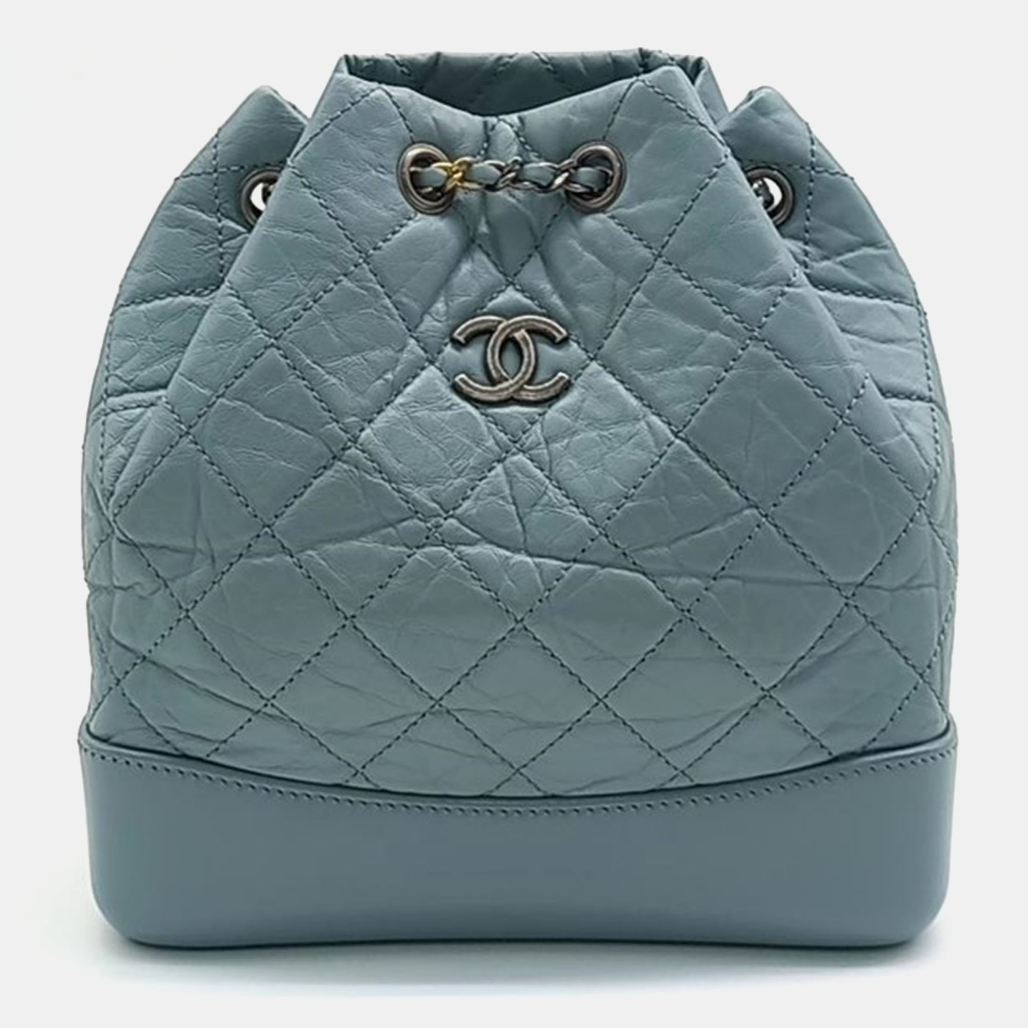 Pre-owned Chanel Gabrielle Backpack Smal In Blue