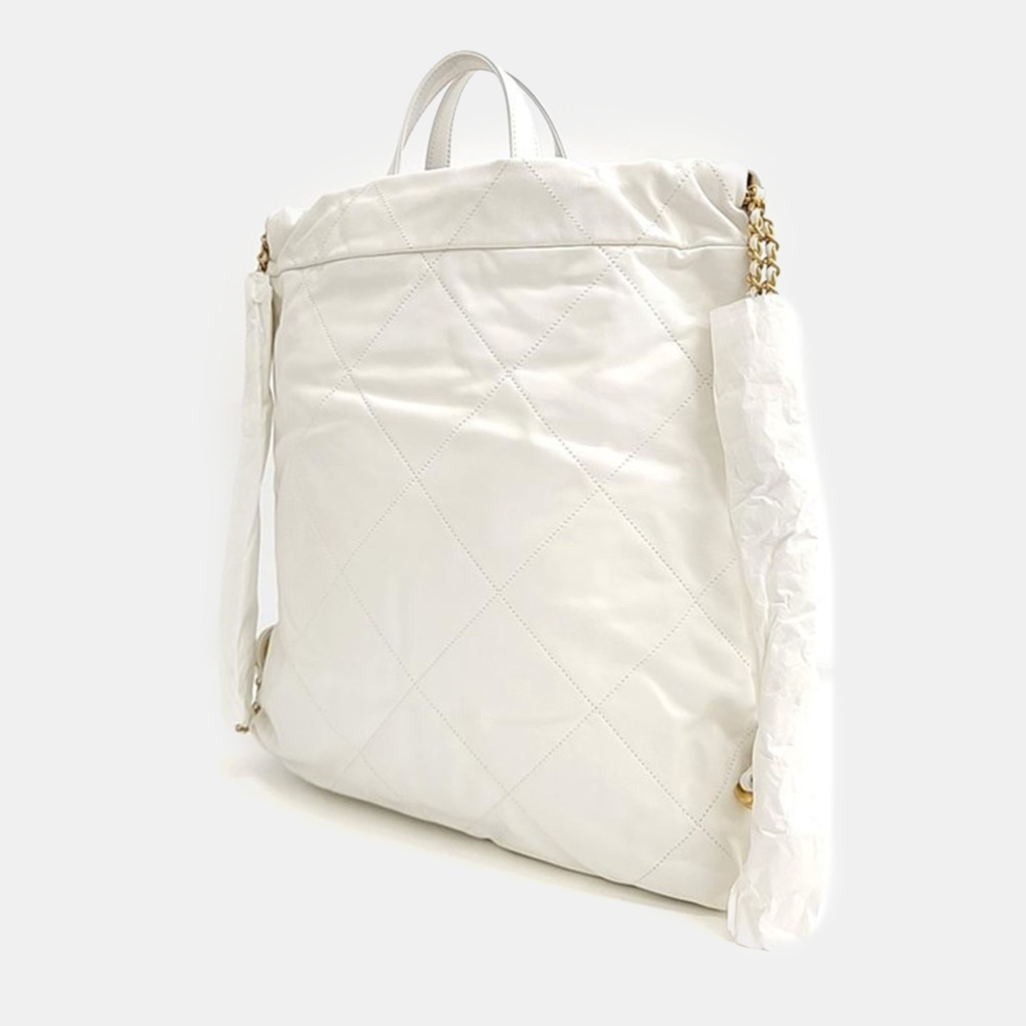 

Chanel 22 Leather White Backpack