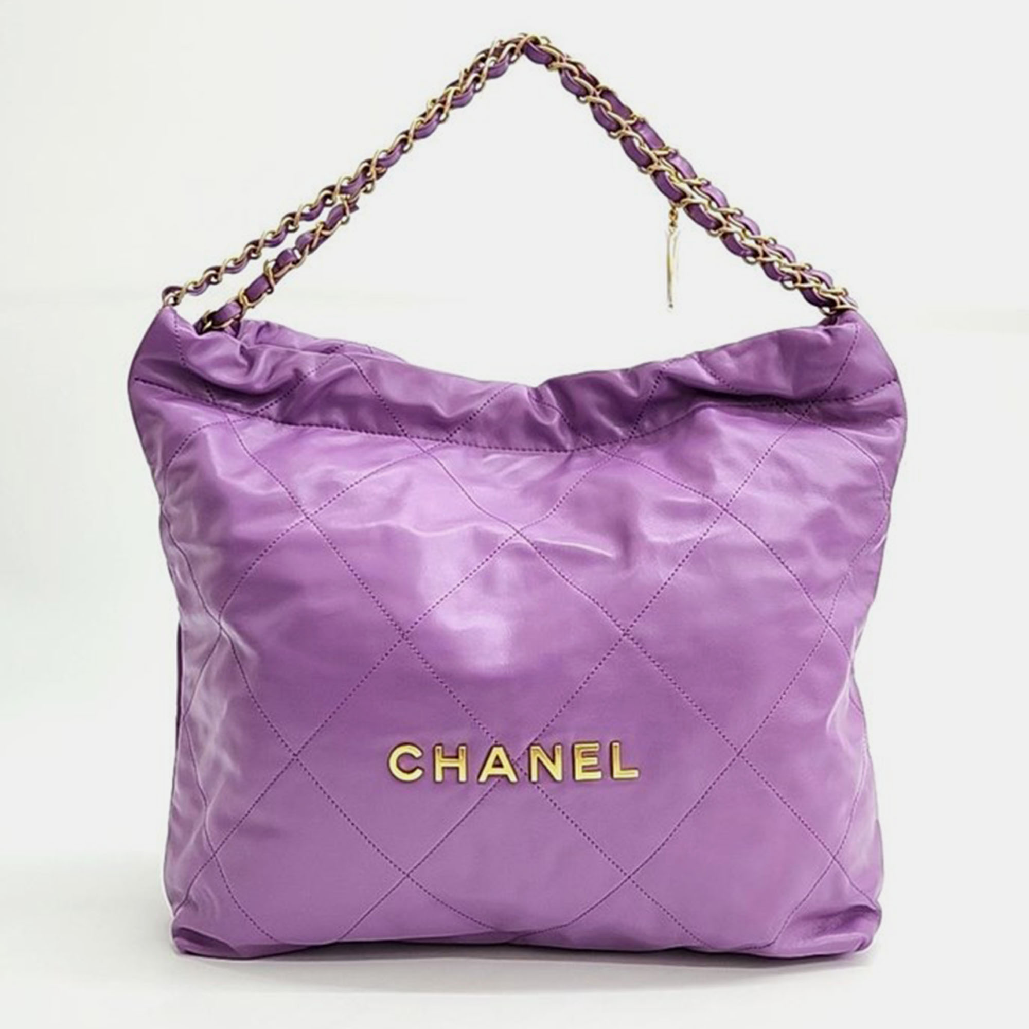 Pre-owned Chanel 22 Leather Purple Bag 35