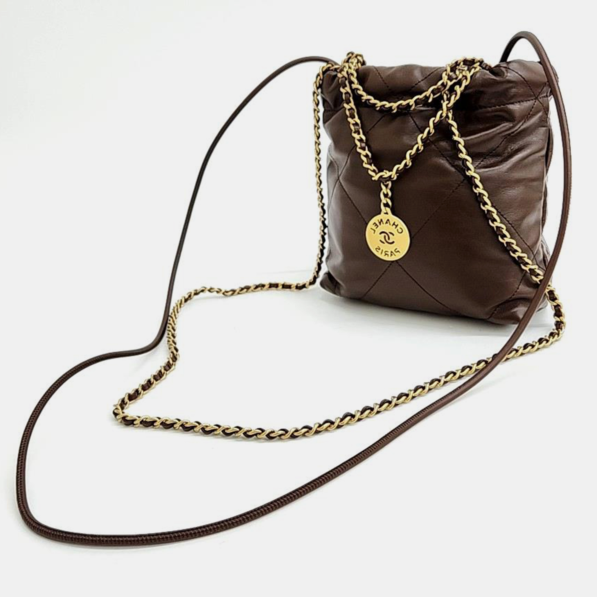 

Chanel 22 Leather Brown Bag Mini