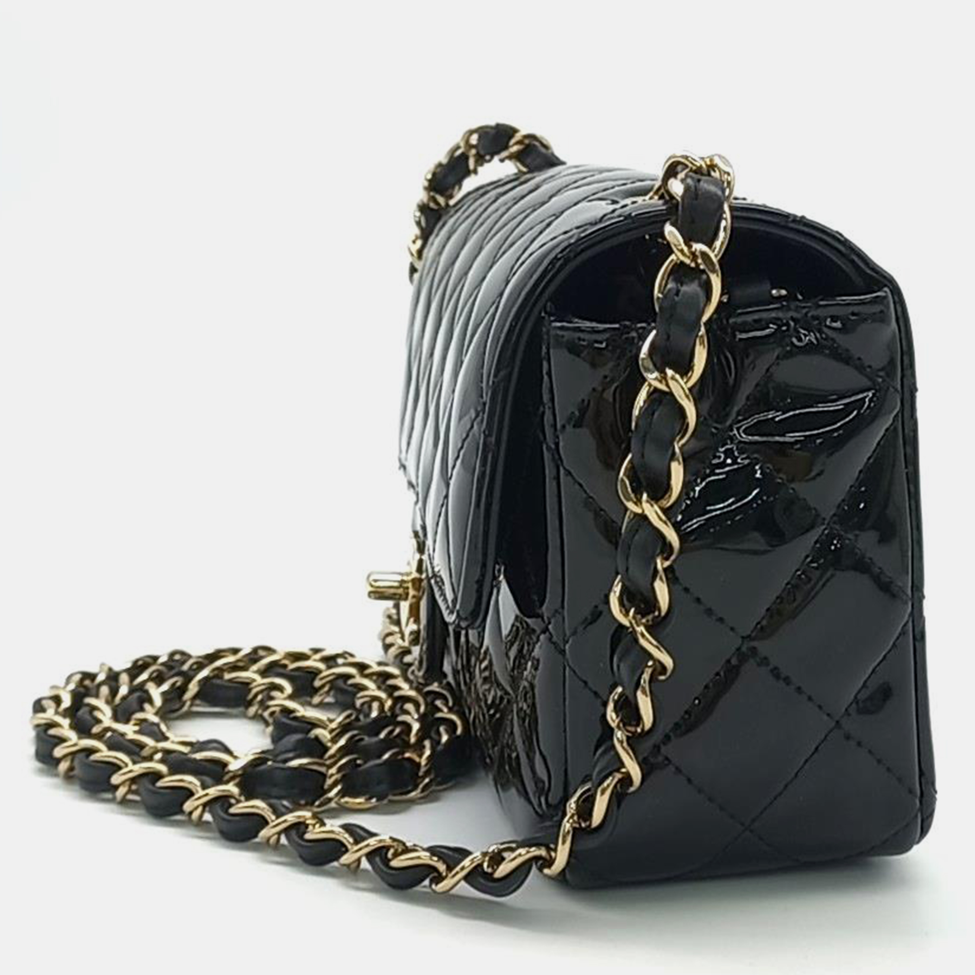 

Chanel Patent Classic New Mini Crossbody Bag, Black