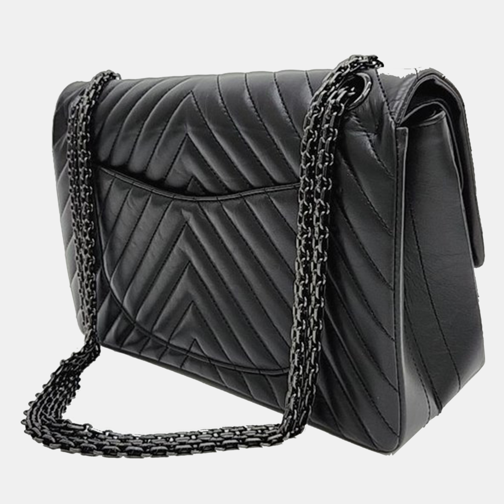 

Chanel Chevron Vintage 2.55 Bag 28, Black