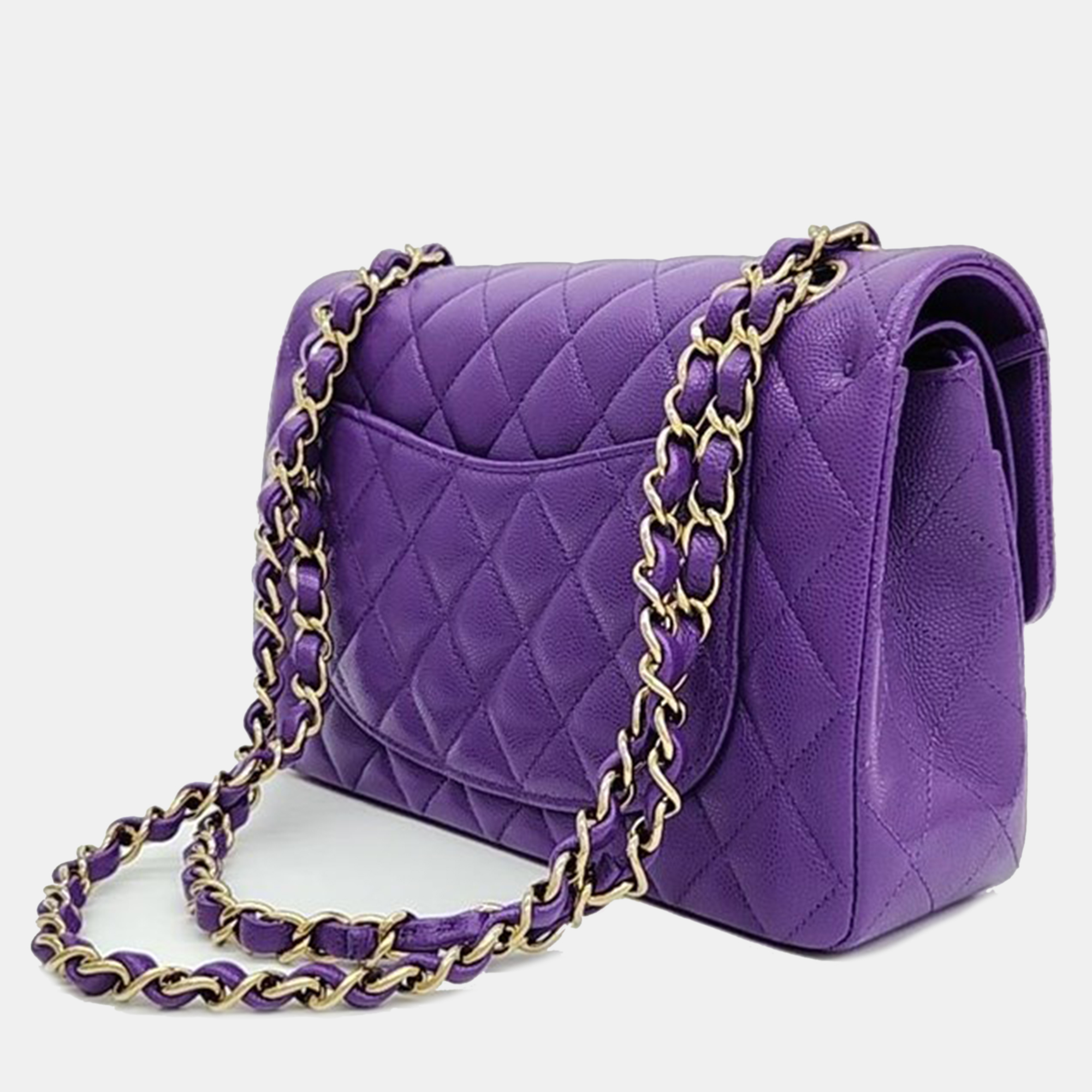 

Chanel Caviar Purple Classic Small