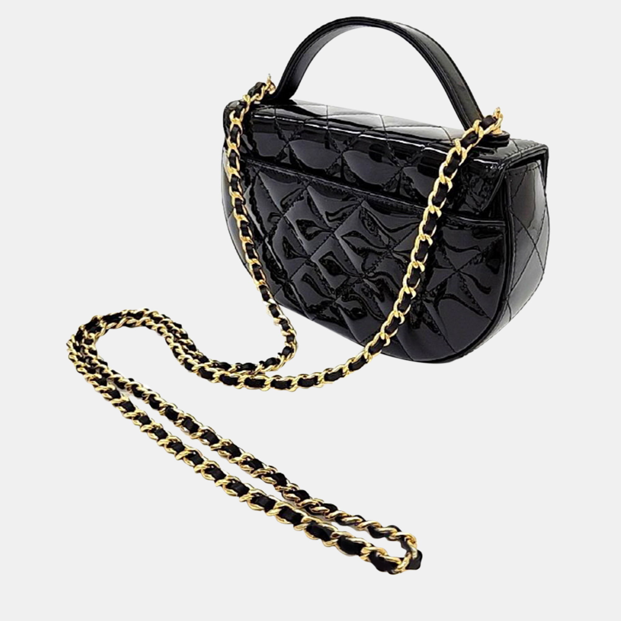 

Chanel Patent Top Handle Bag, Black