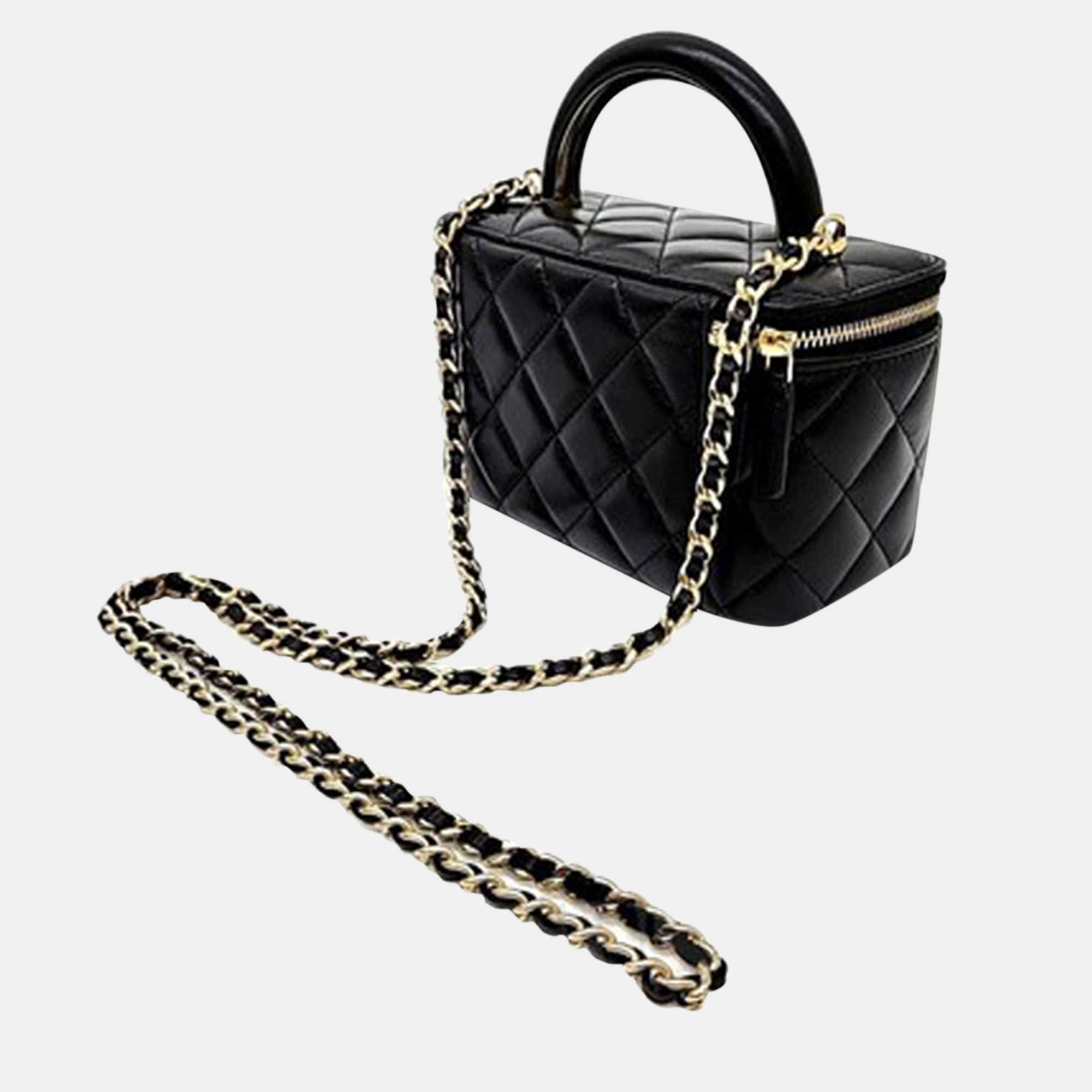 

Chanel Lambskin Top Handle Vanity Crossbody Bag in Black