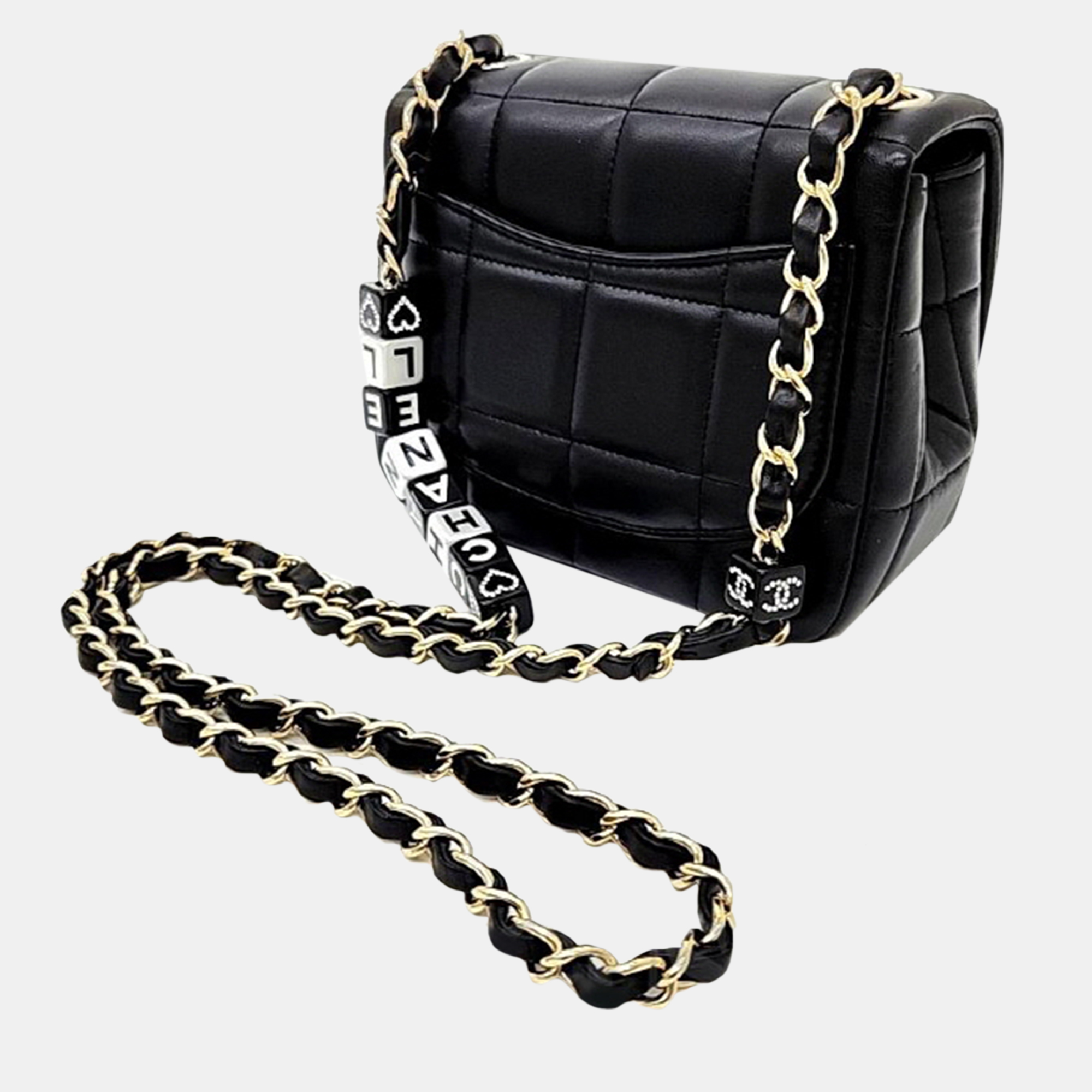 

Chanel Lambskin Cube Chain Mini Crossbody Bag, Black
