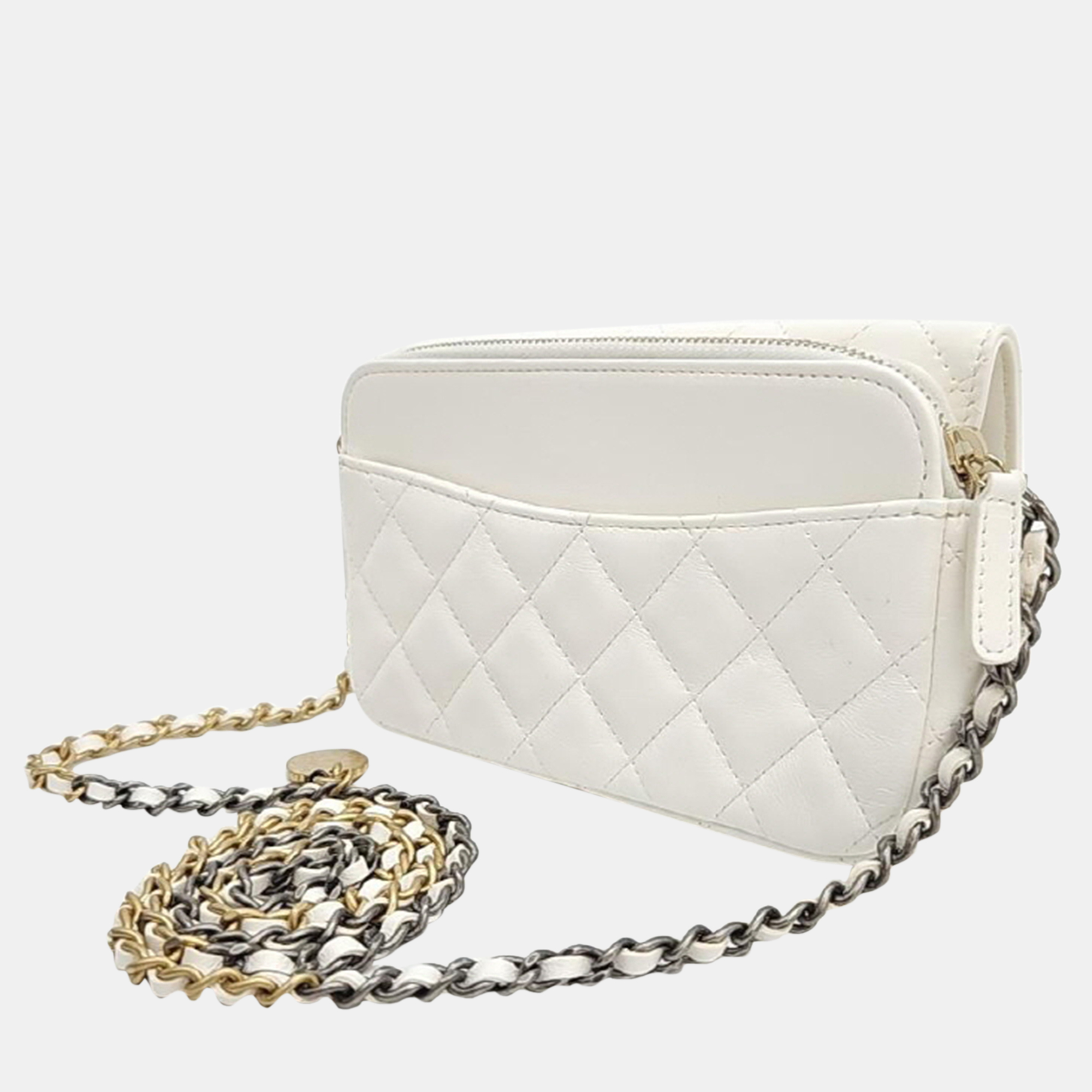 

Chanel Charm-Embellished Mini Crossbody Bag, White
