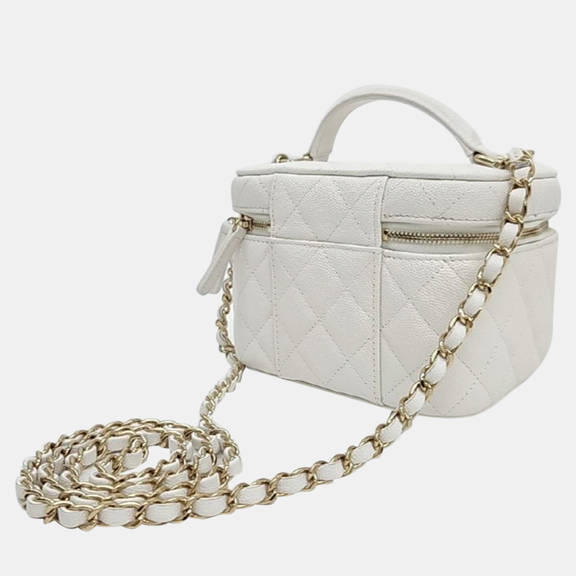 

Chanel Caviar Top Handle Vanity Crossbody Bag, White
