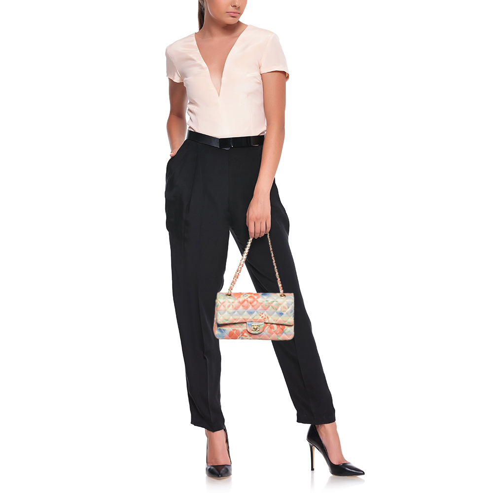 

Chanel Multicolor Quilted Floral Print Leather Medium Classic Double Flap Bag