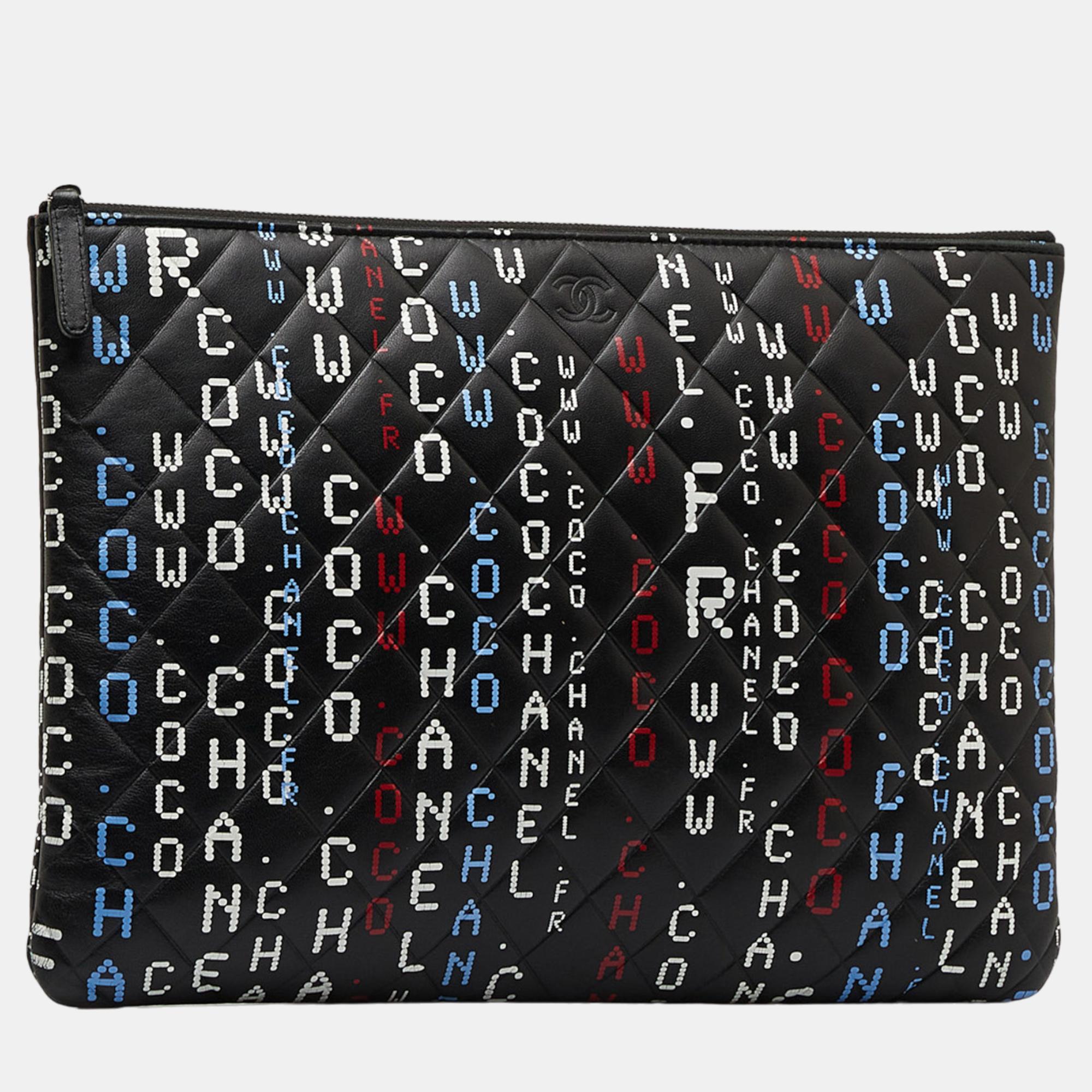 

Chanel Black Data Center O Case Clutch Bag