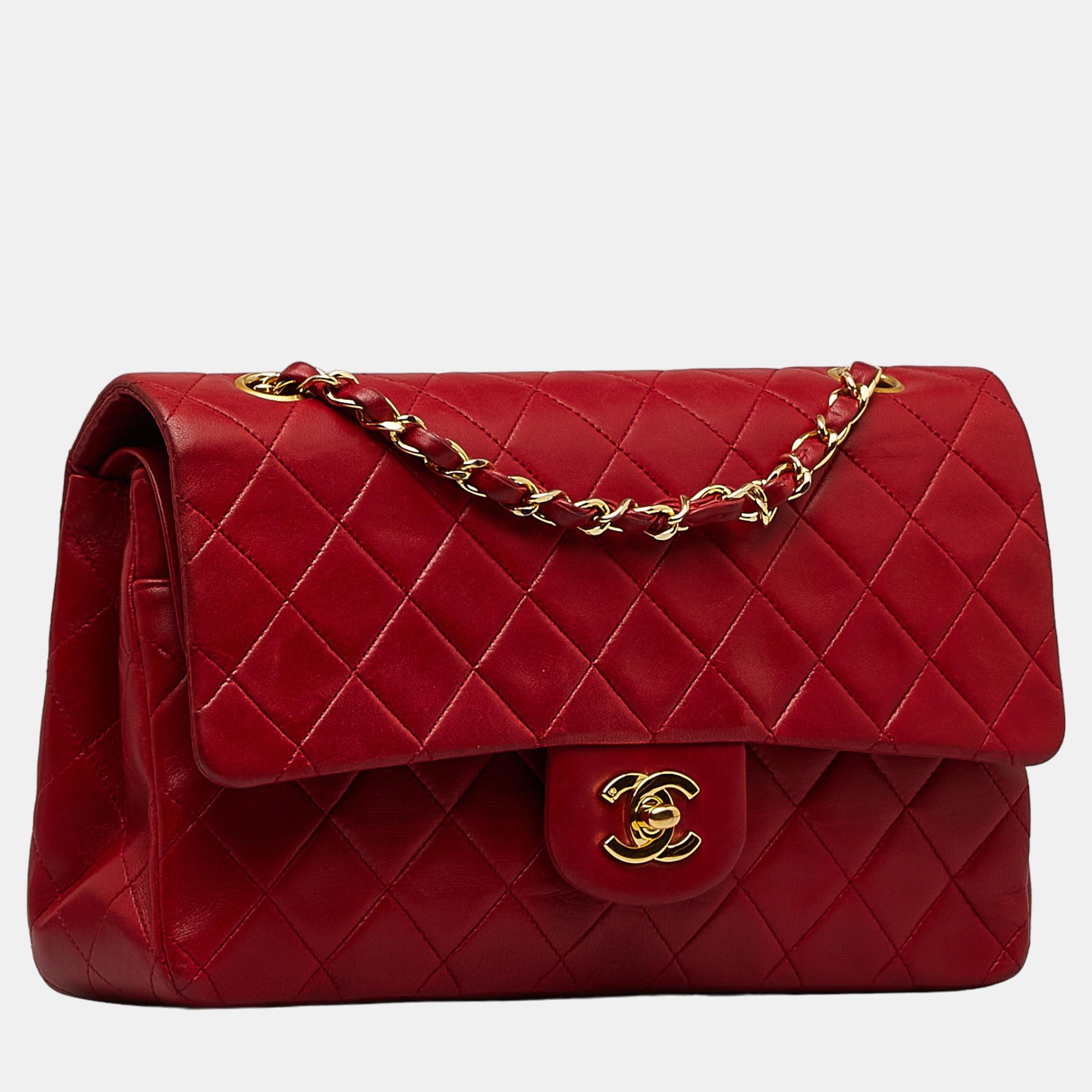 

Chanel Red Medium Classic Lambskin Double Flap