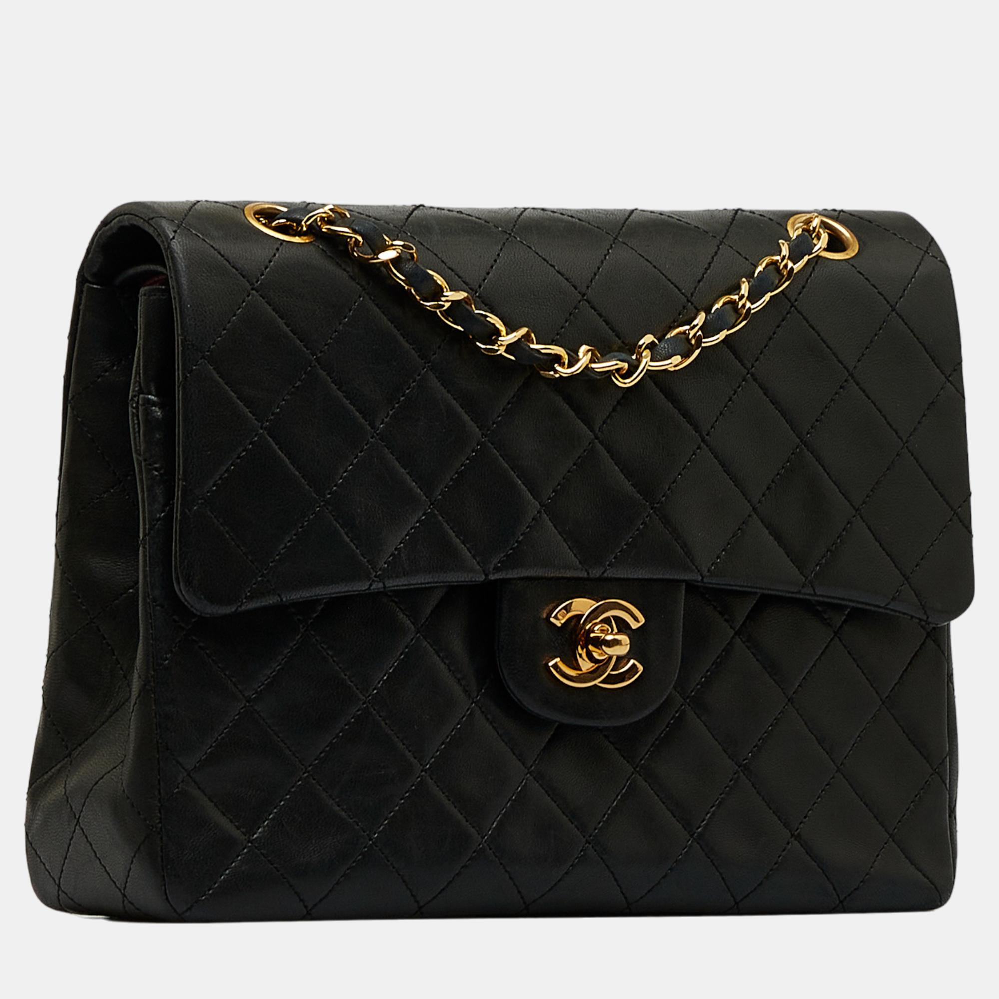 

Chanel Black Medium Tall Classic Lambskin Double Flap