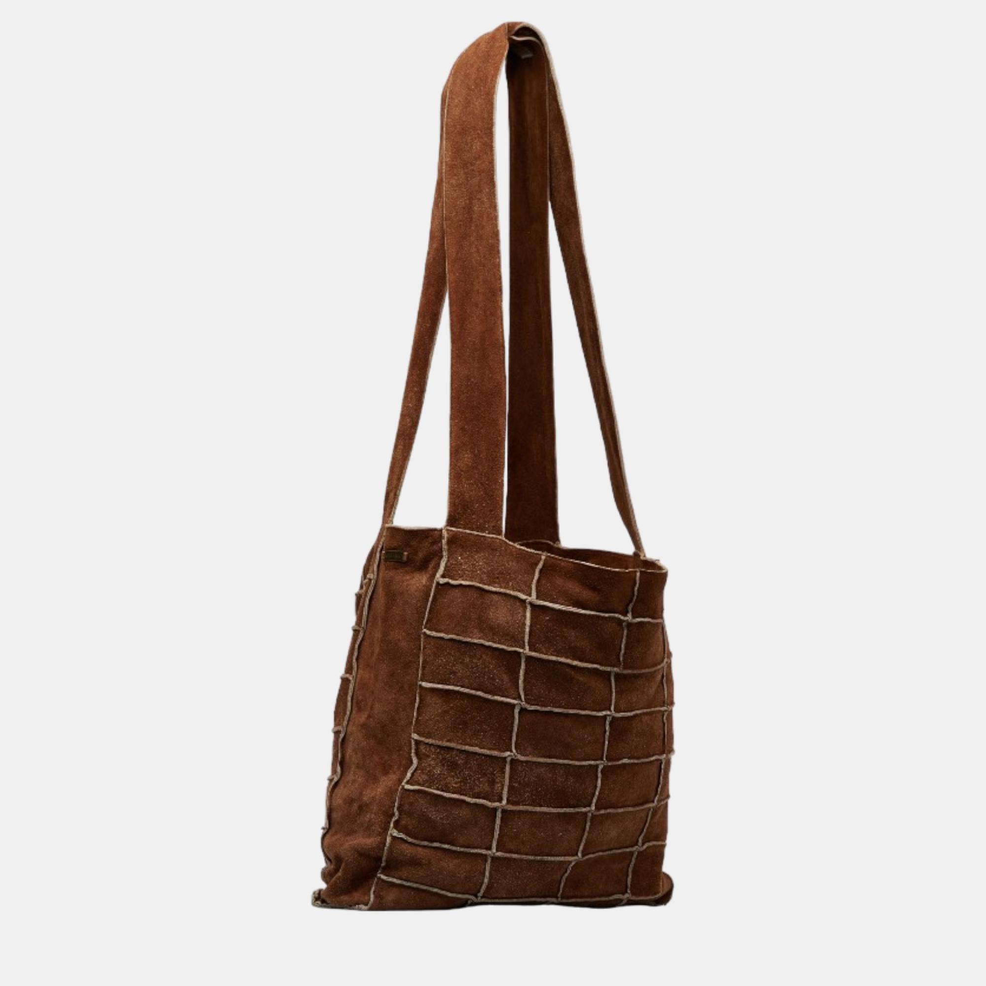 

Chanel Brown Suede Vintage Suede Patchwork Tote