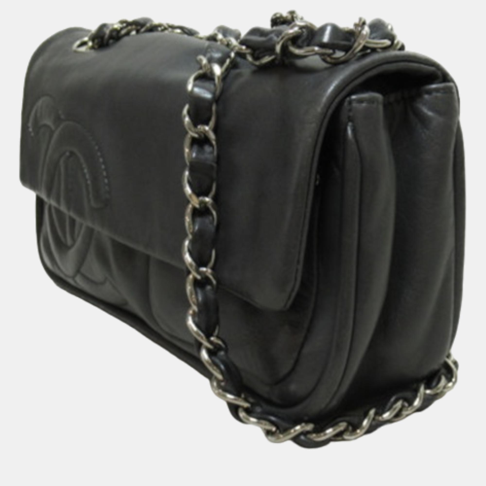 

Chanel Black Leather CC Timeless Shoulder Bag