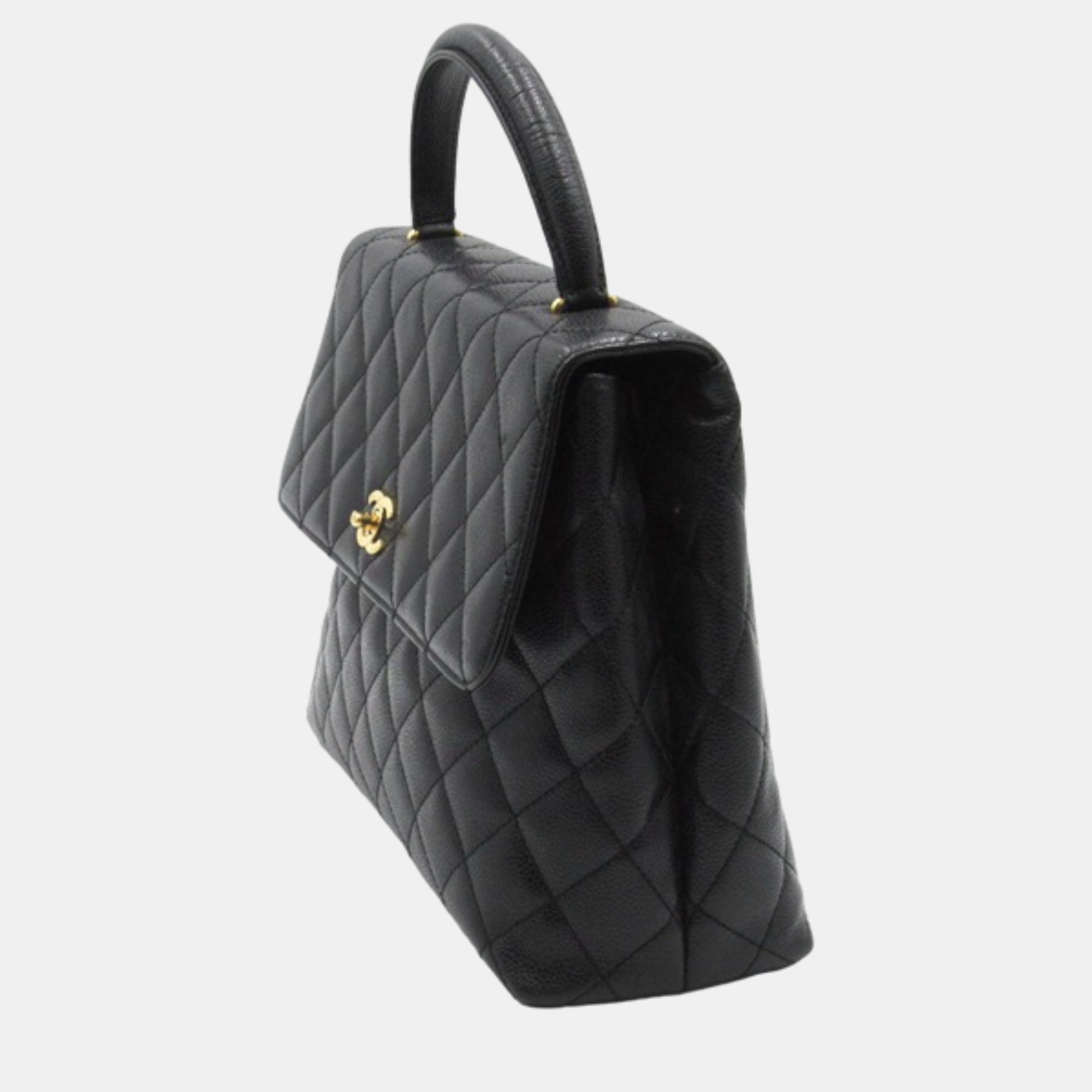 

Chanel Black CC Caviar Kelly Top Handle Bag