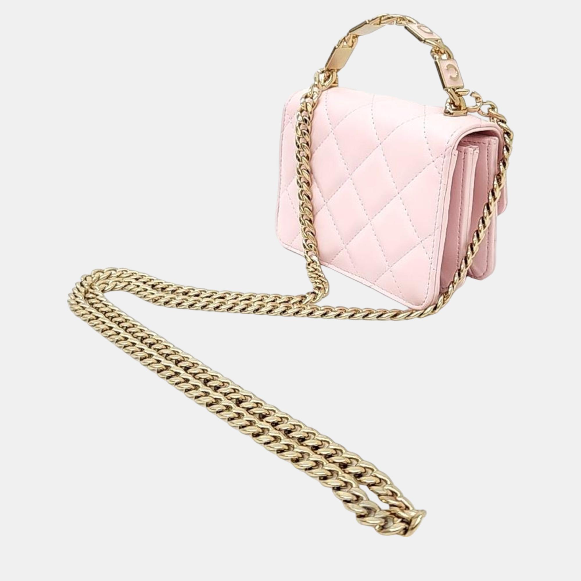 

Chanel Lambskin Coco Top Handle Mini Crossbody Bag, Pink