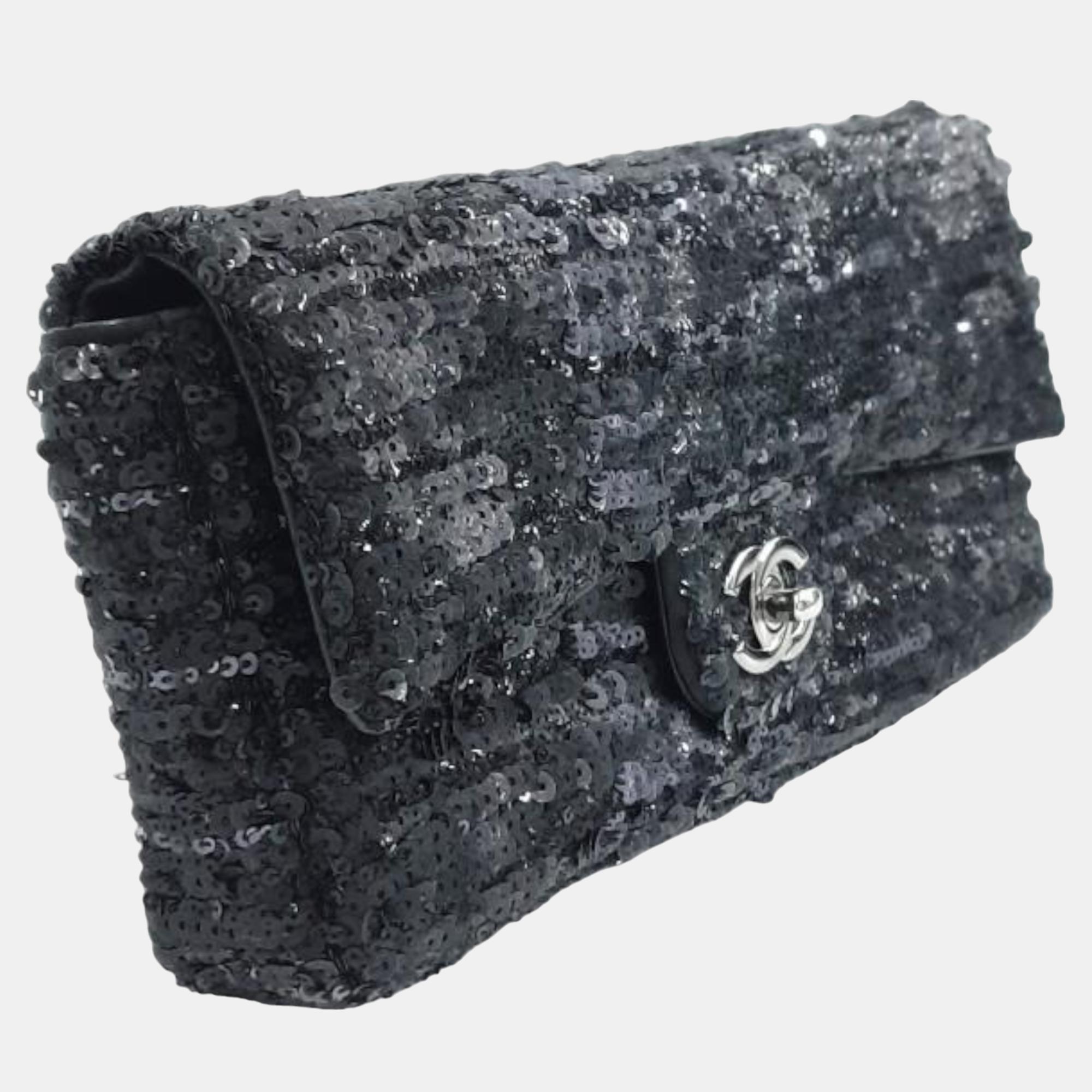 

Chanel Sequin Flap Crossbody Bag, Black