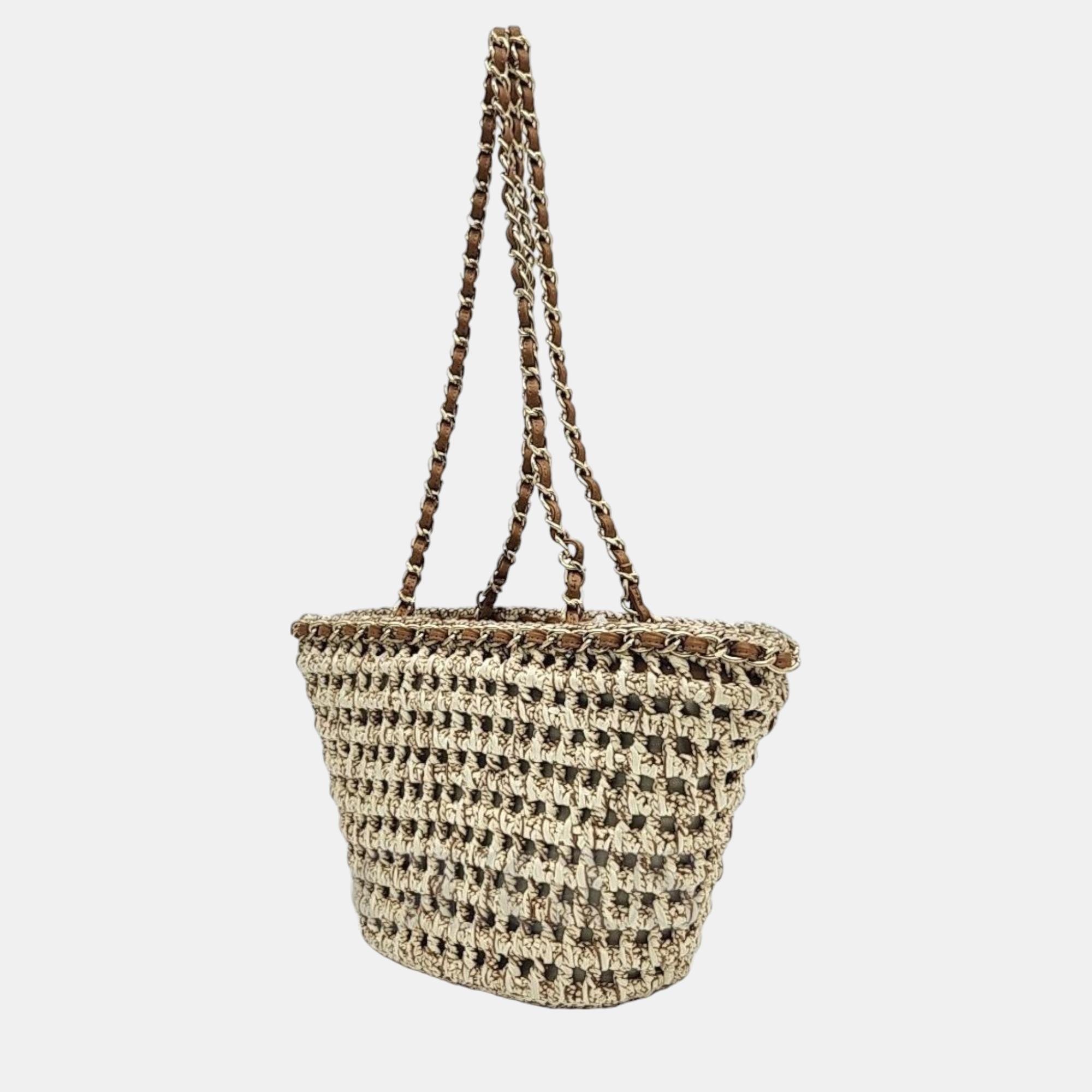 

Chanel Raffia Shoulder Bag, Beige