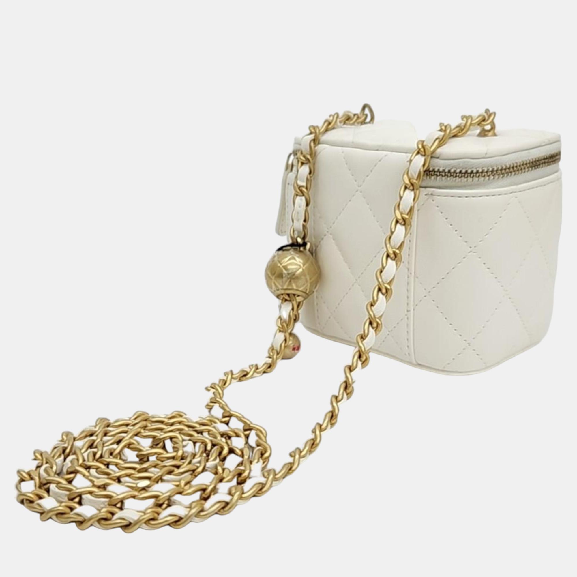 

Chanel Golden Ball Vanity Mini Crossbody Bag, White