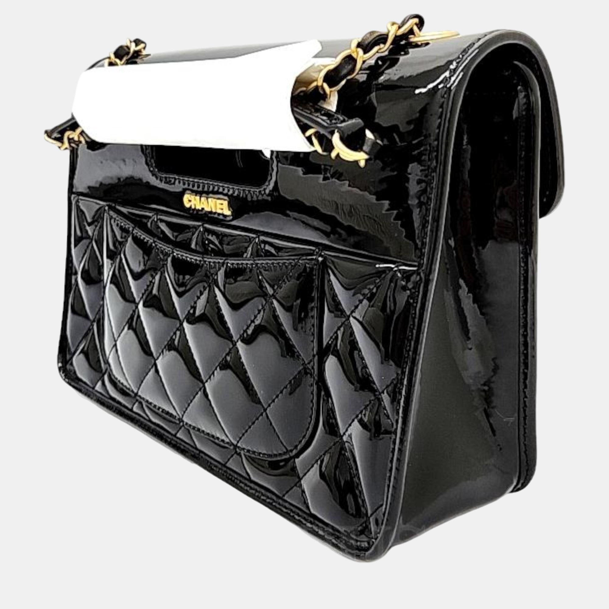 

Chanel Patent Shoulder Bag, Black