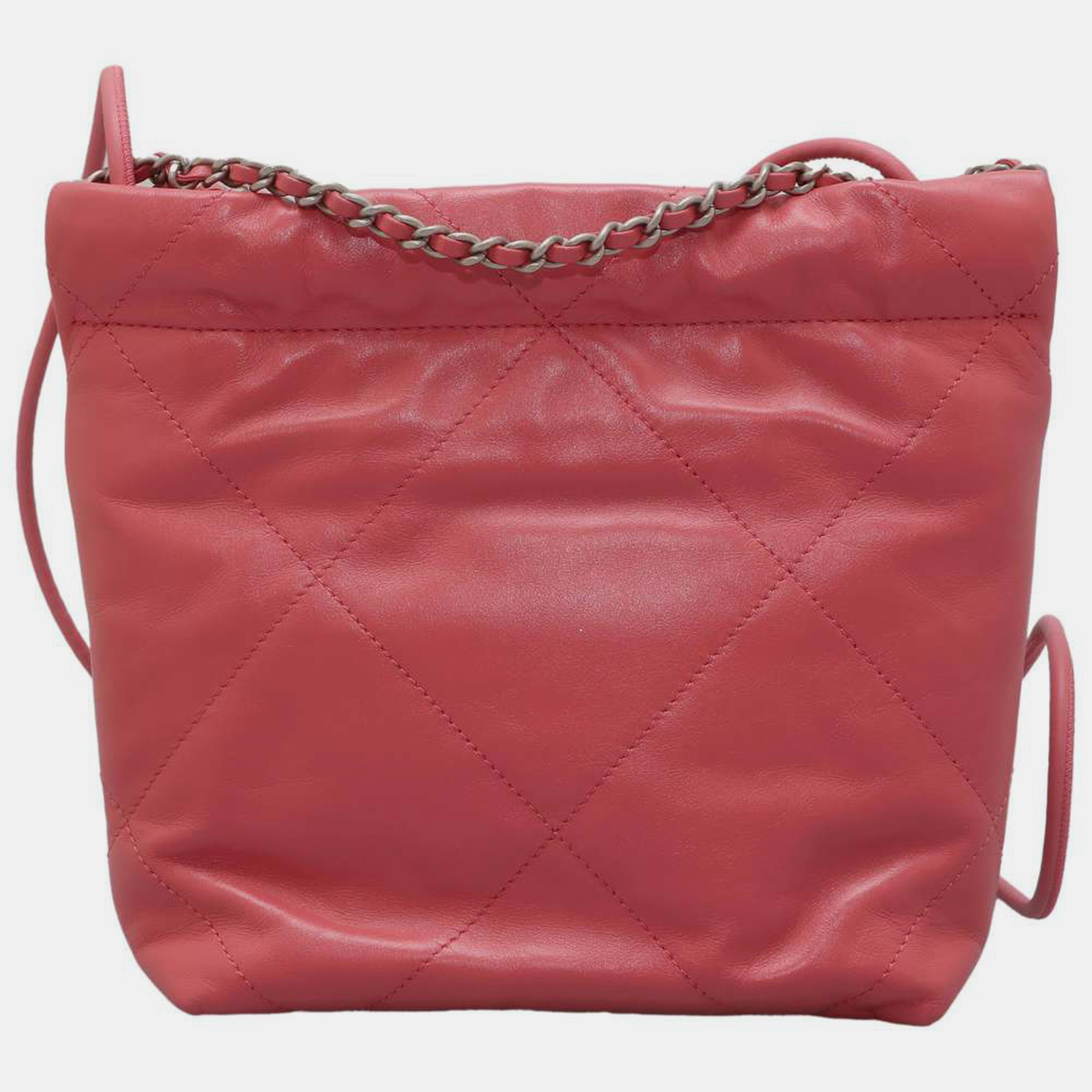 

Chanel Pink Leather Mini 22 Hobo Bag