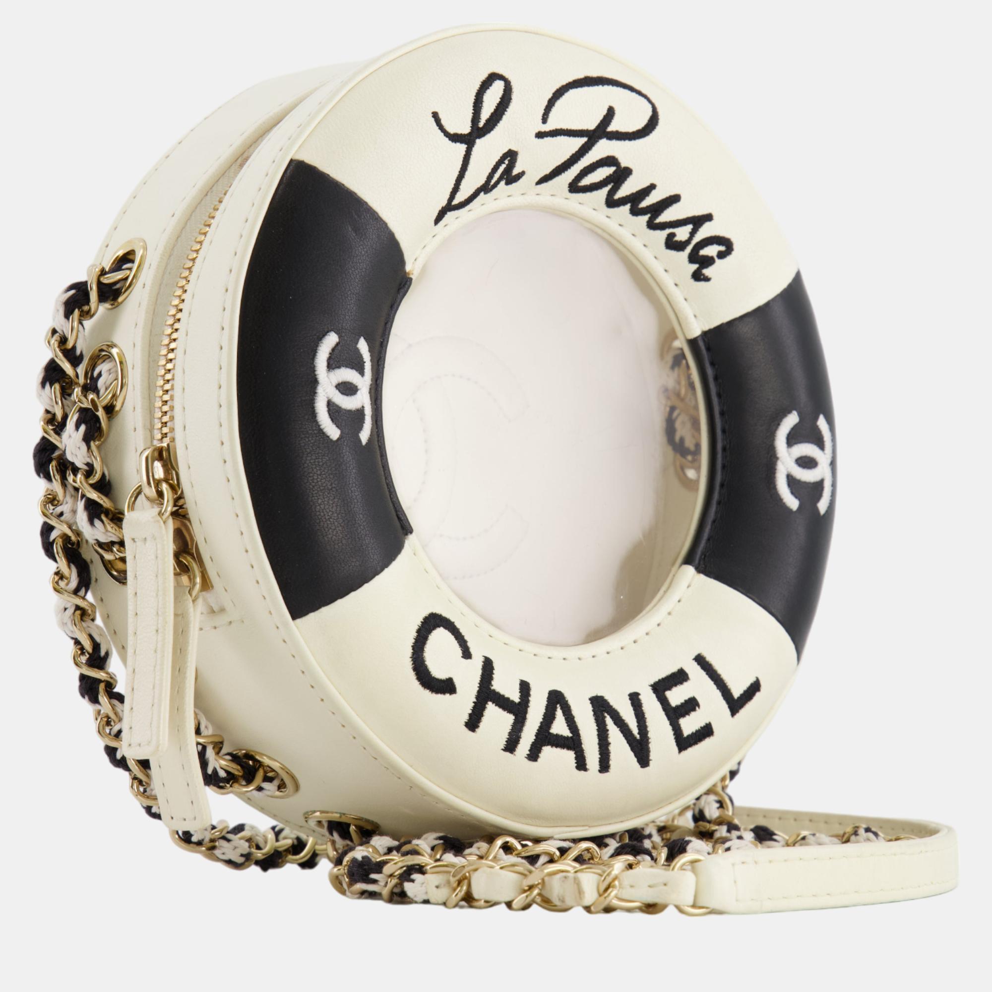 

Chanel La Pausa Coco Lifesaver Bag in Black and White with Champagne Gold Hardware