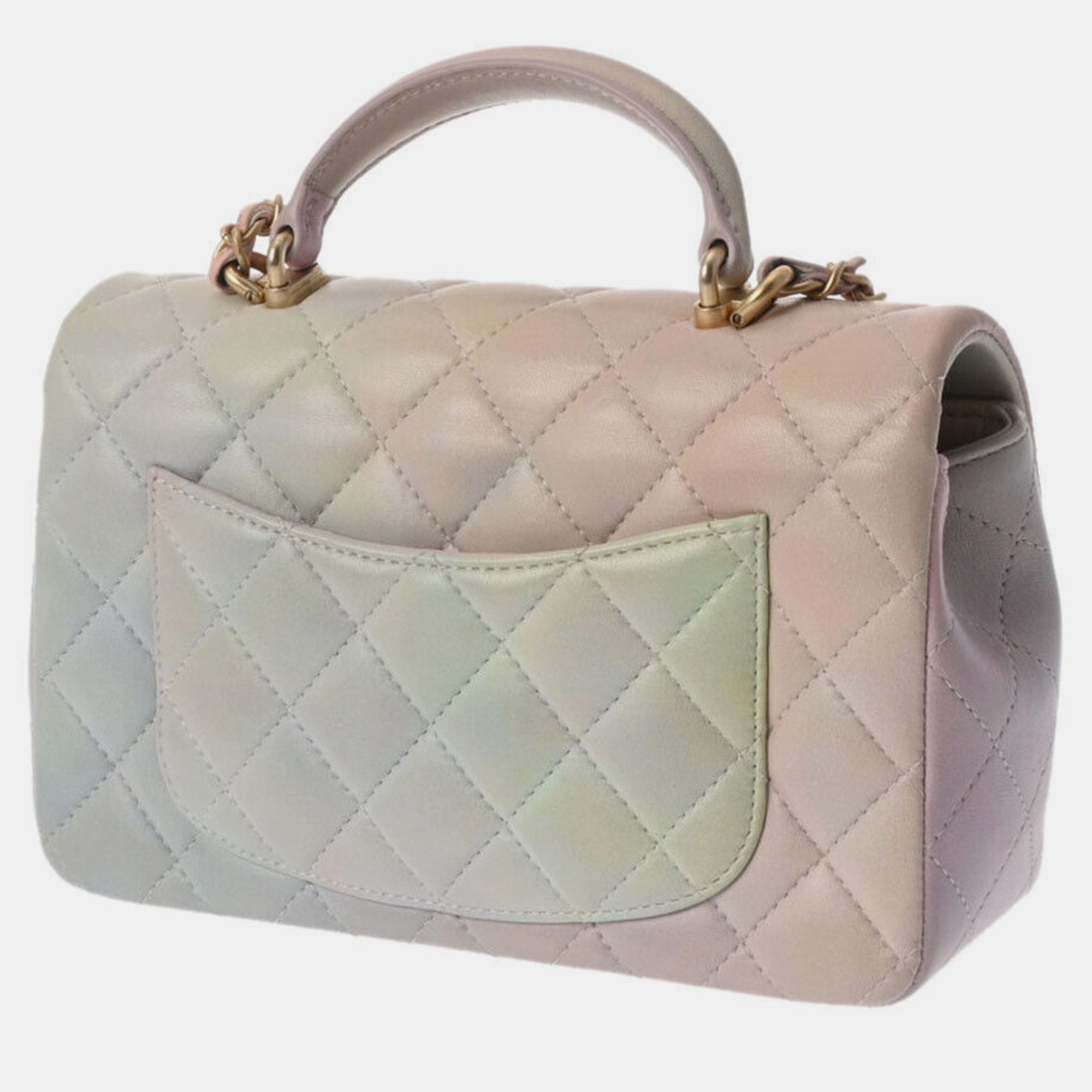 

Chanel Pink Leather Top Handle Mini Flap Bag