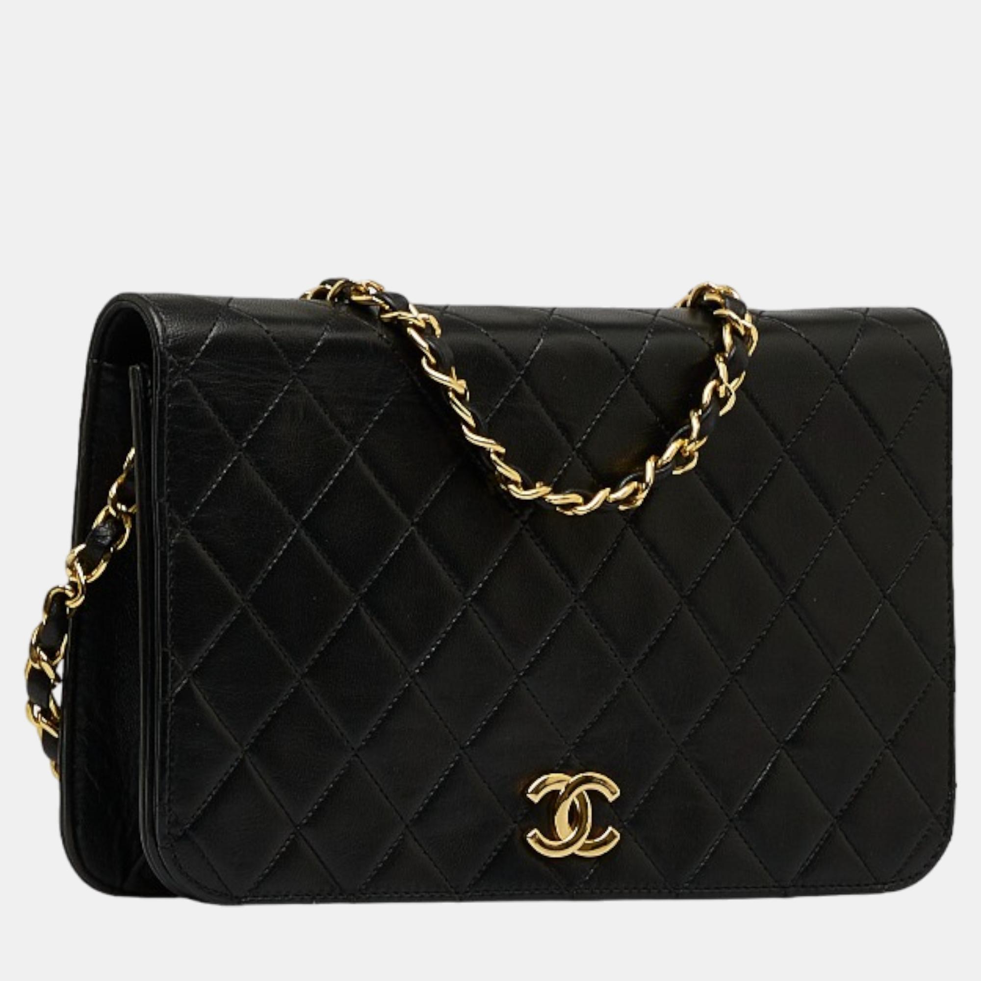 

Chanel Black Leather Full Flap Shoulder Bag
