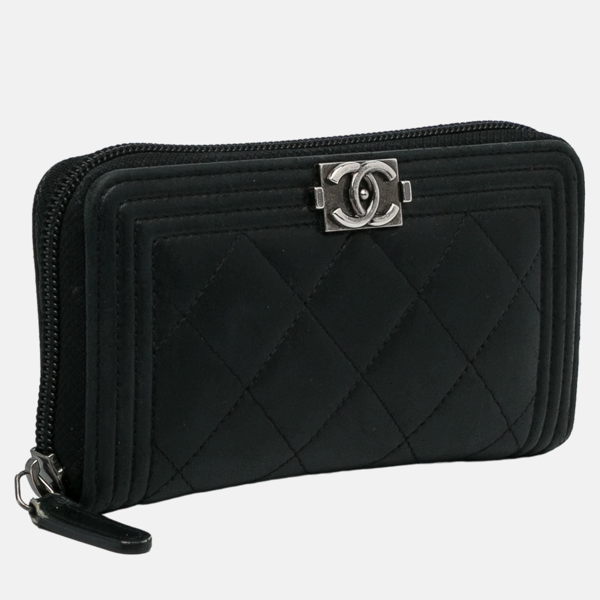 

Chanel Black Le Boy Lambskin Leather Long Wallet